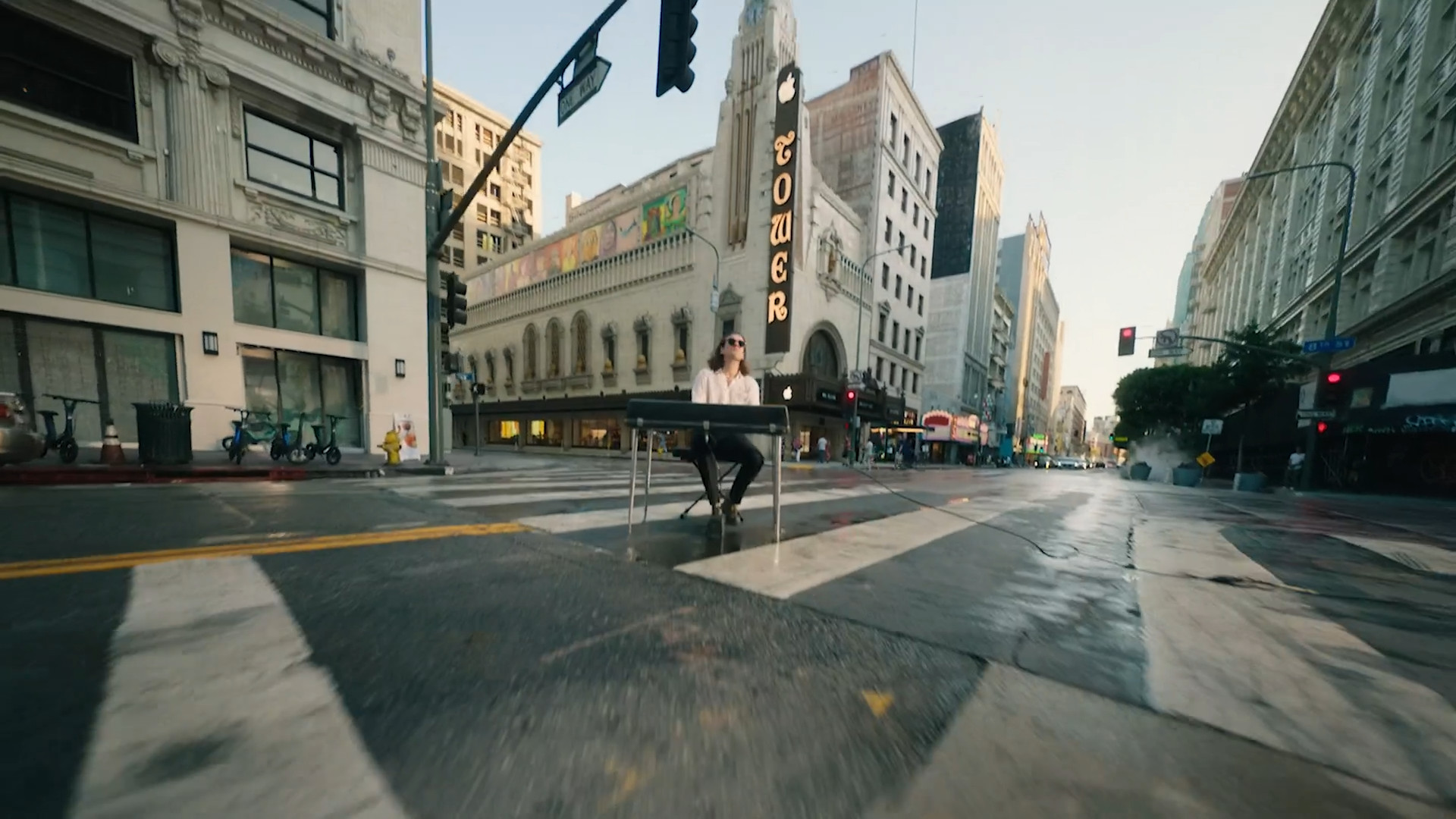 pianist in city street