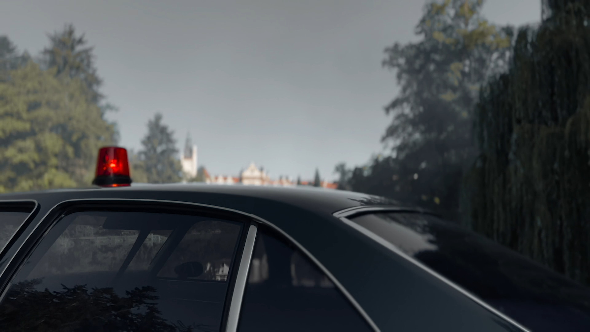 police car with red light