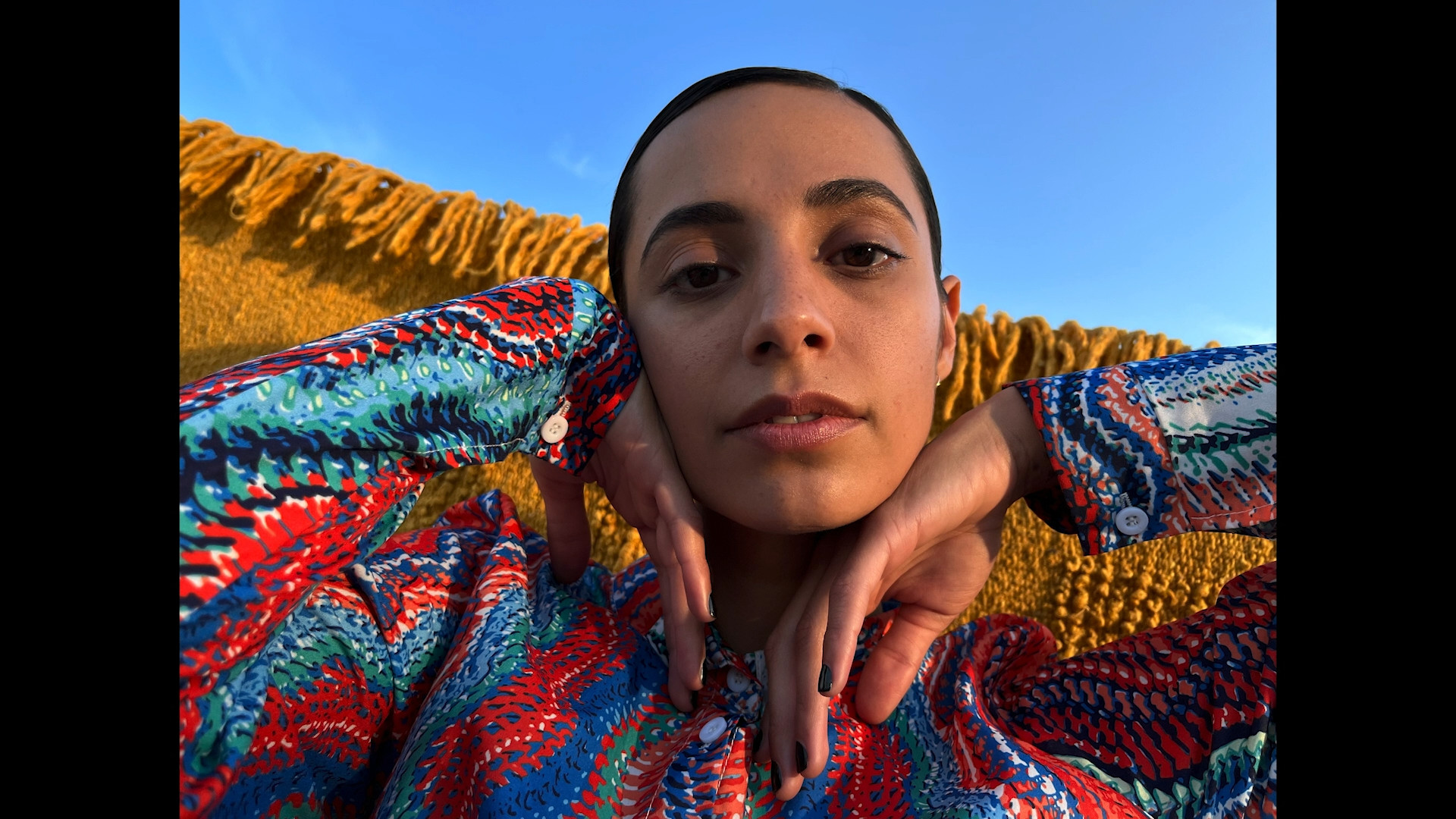 portrait woman colorful outfit