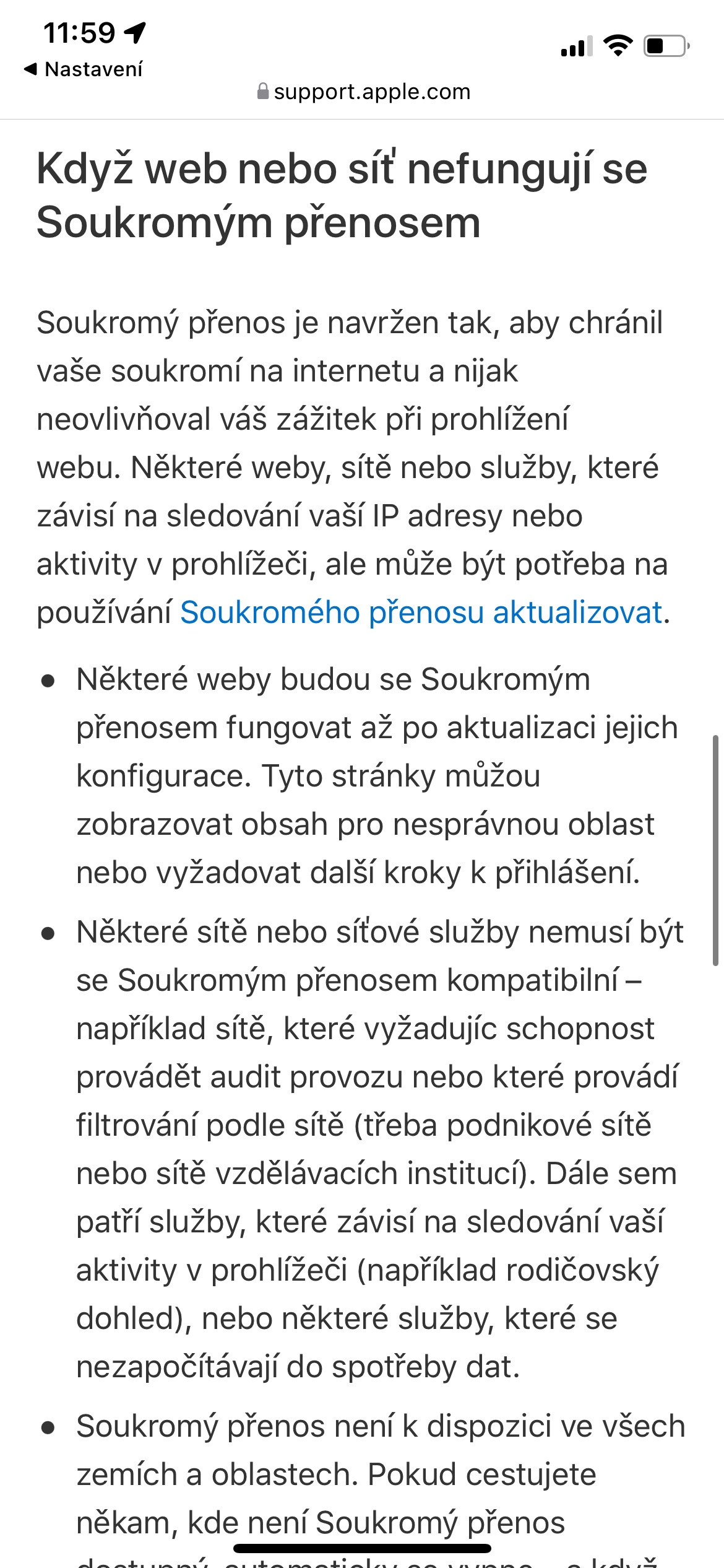 private relay compatibility info