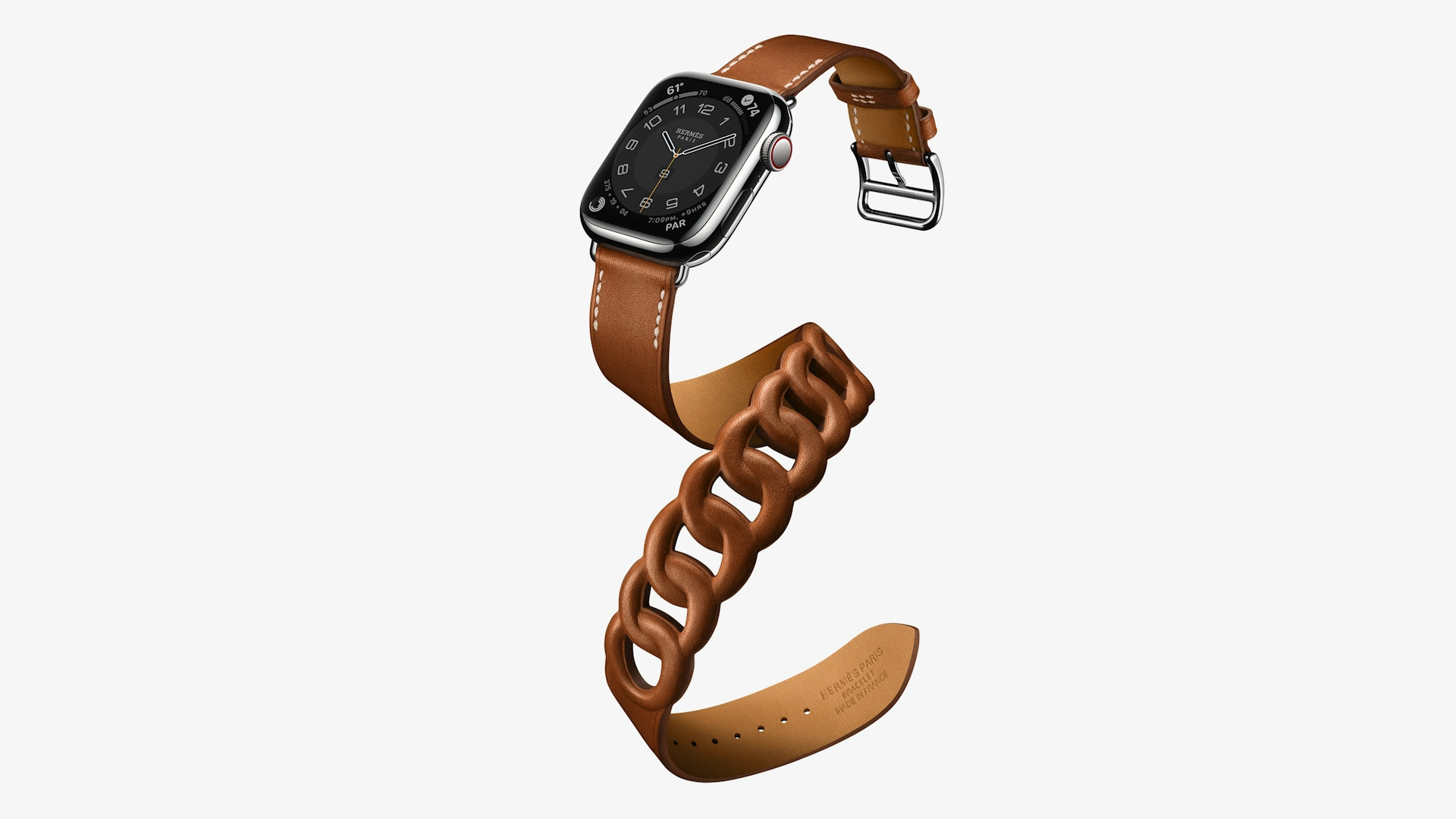 smartwatch brown leather strap