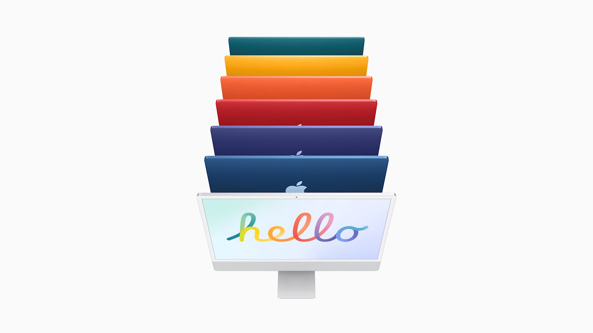 stacked colorful apple monitors
