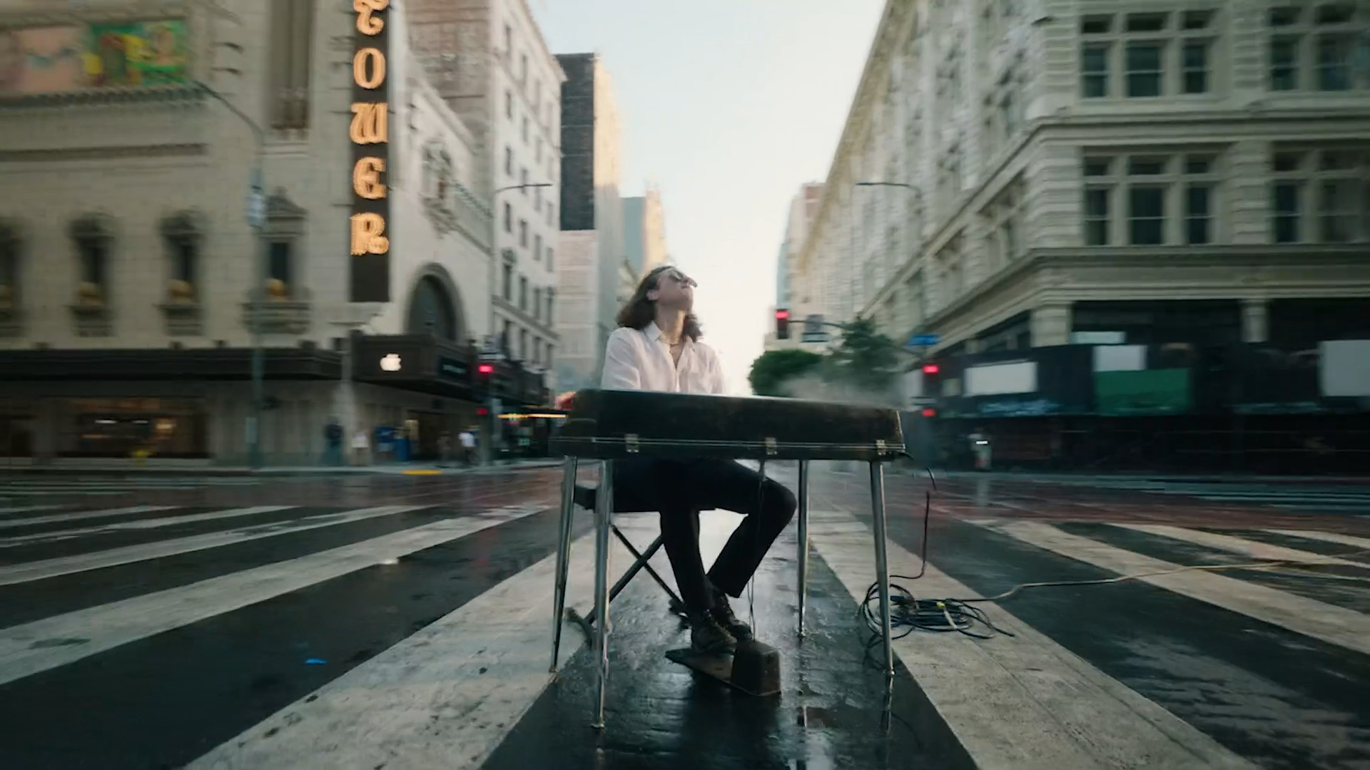street musician piano crosswalk