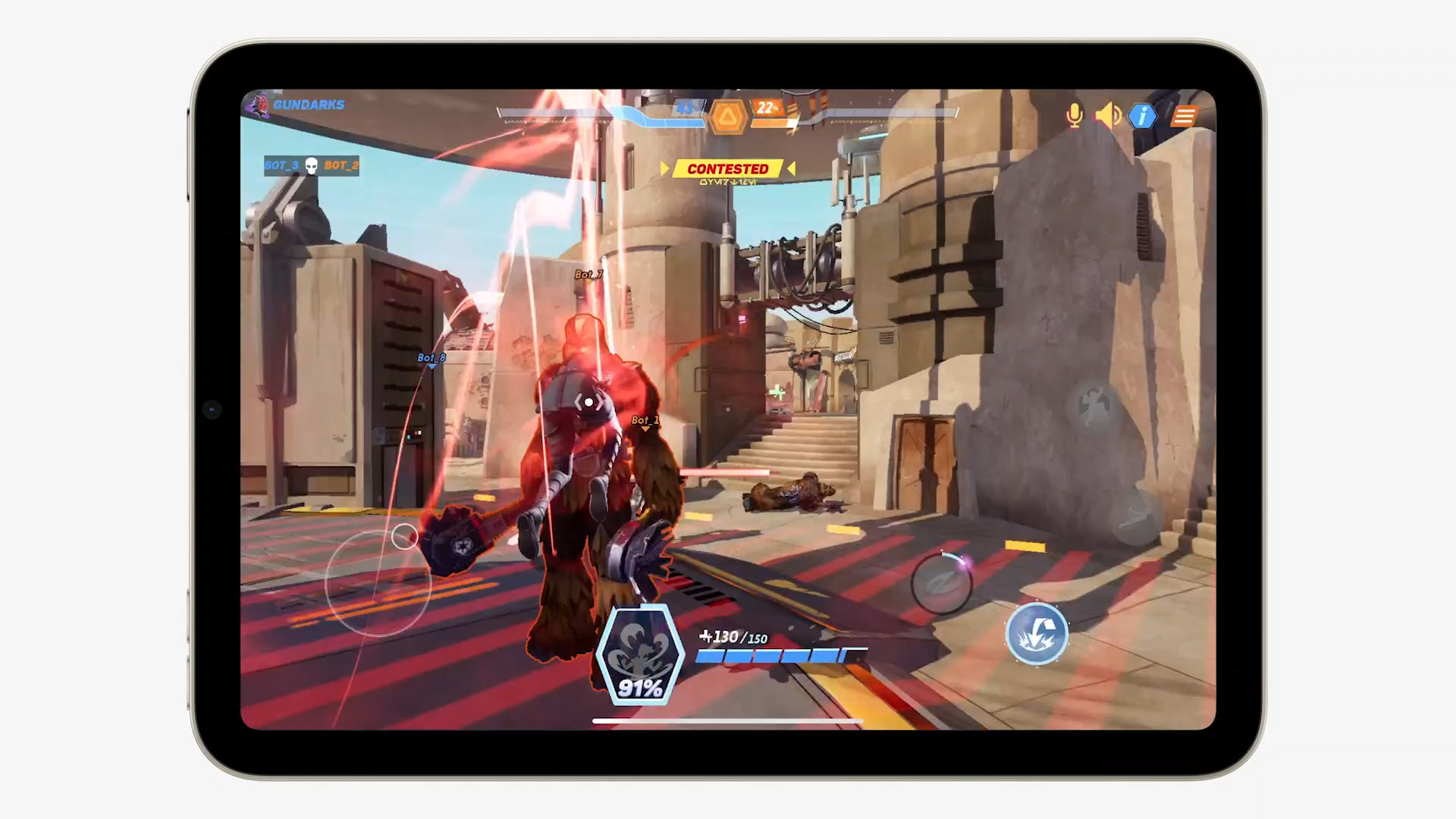 tablet gaming action scene