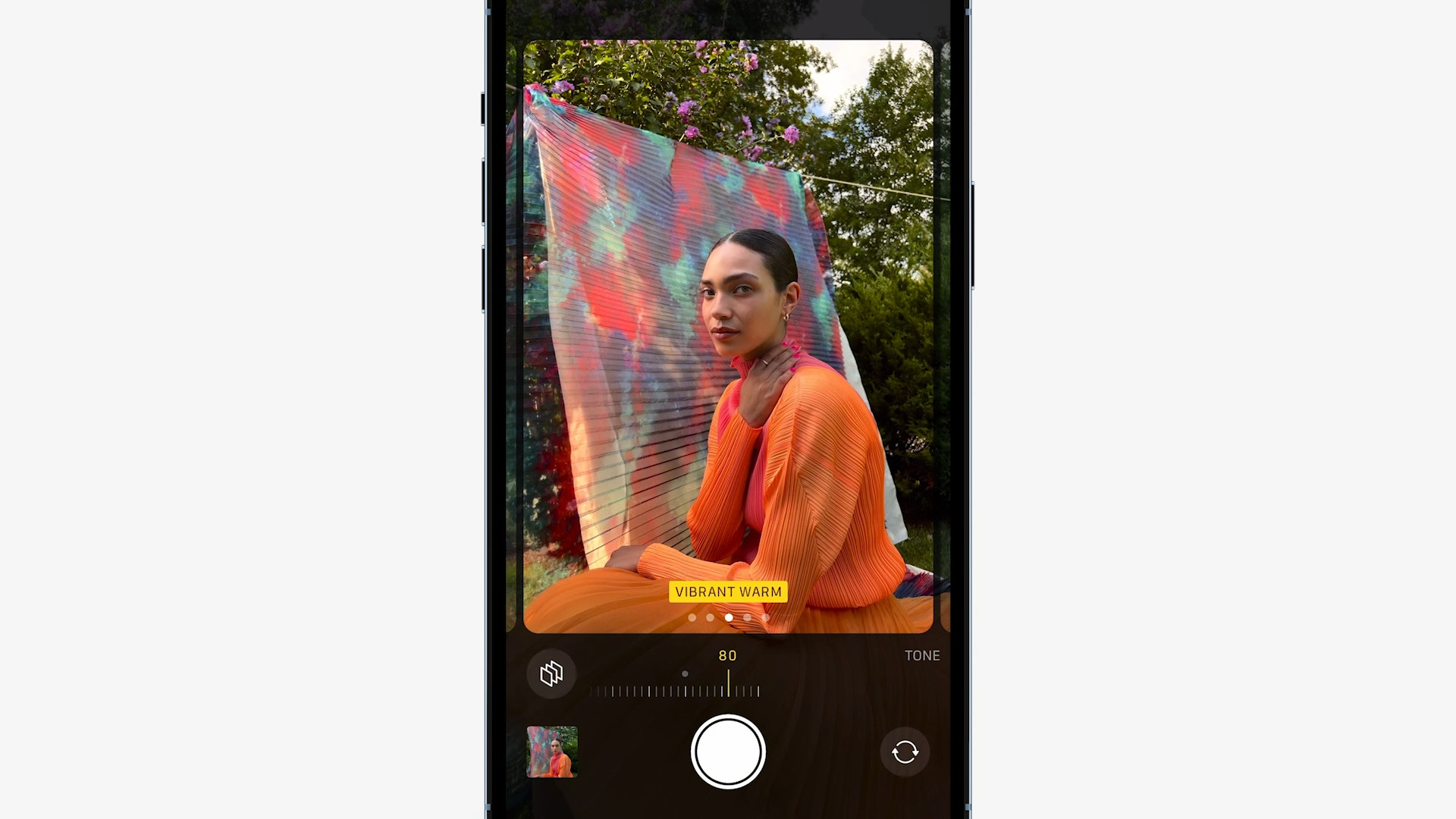 vibrant warm tone adjustment on smartphone