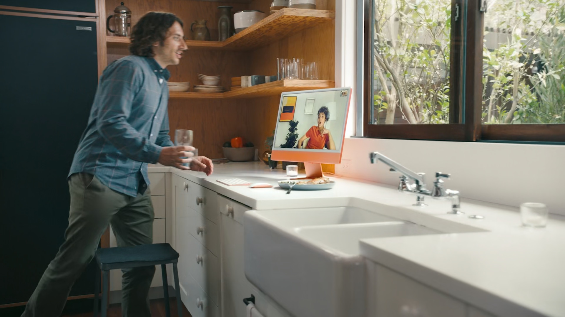 video call in kitchen
