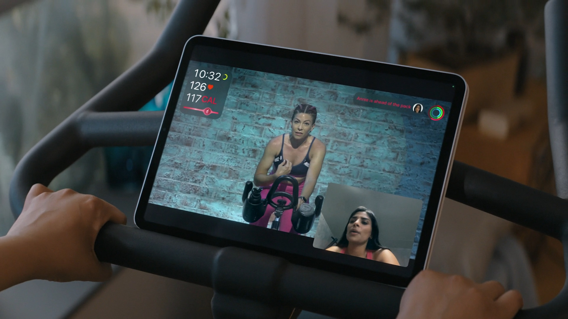 virtual cycling class tablet