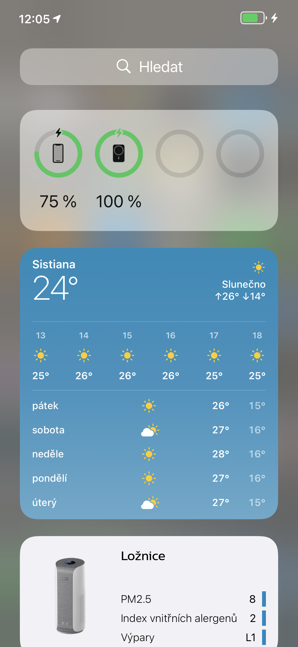 weather and battery status