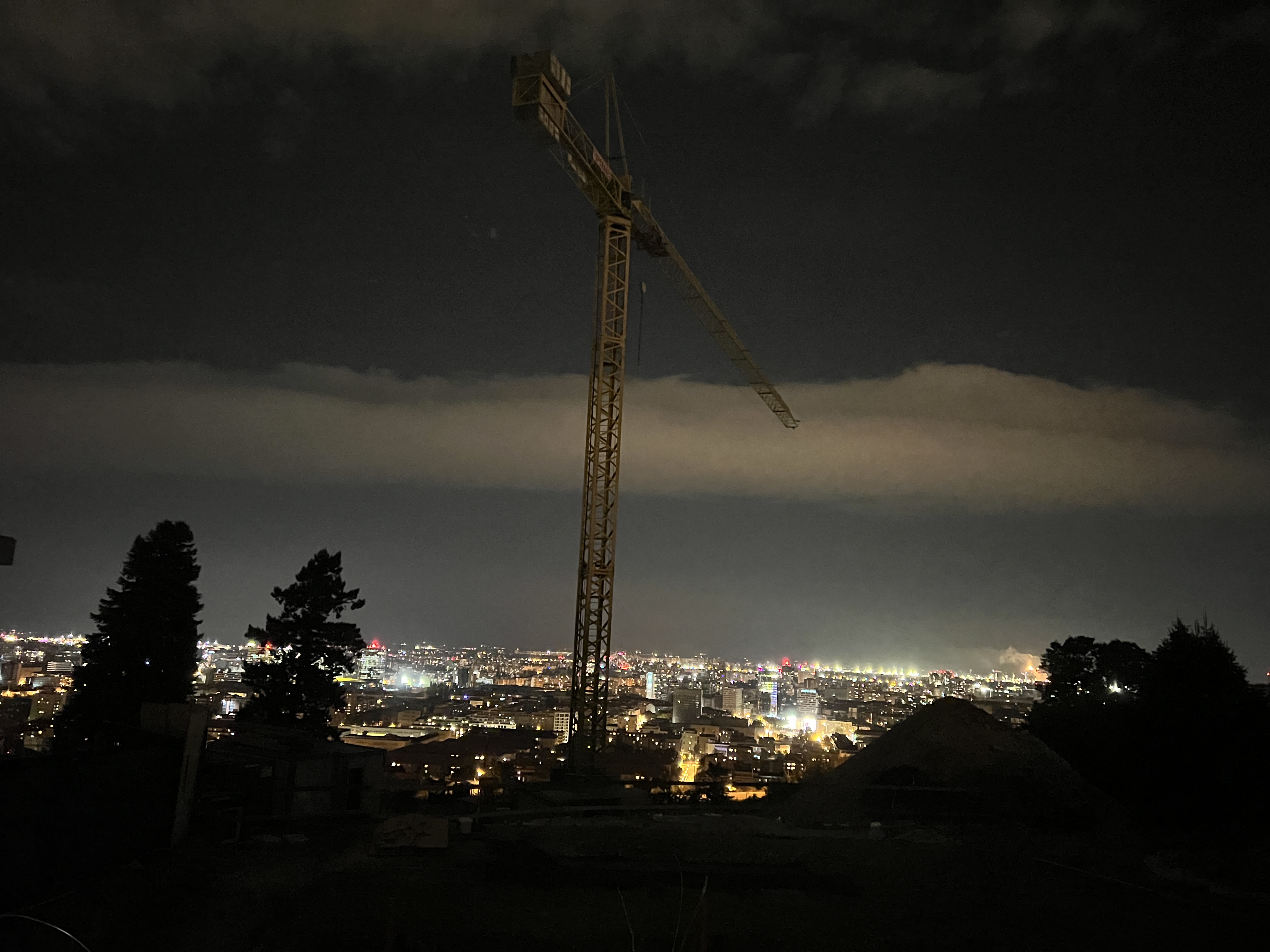 night cityscape crane view