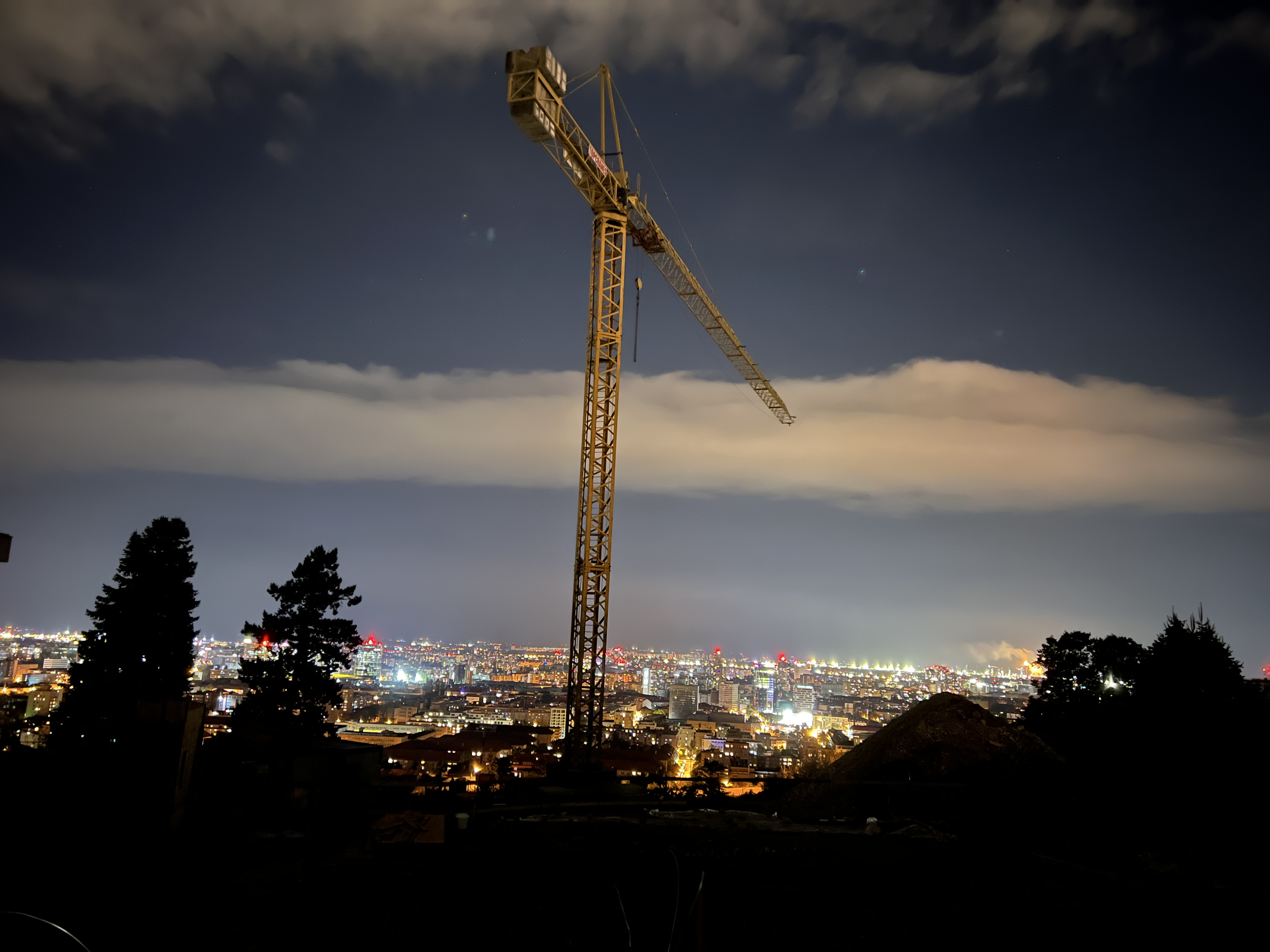 night cityscape with crane
