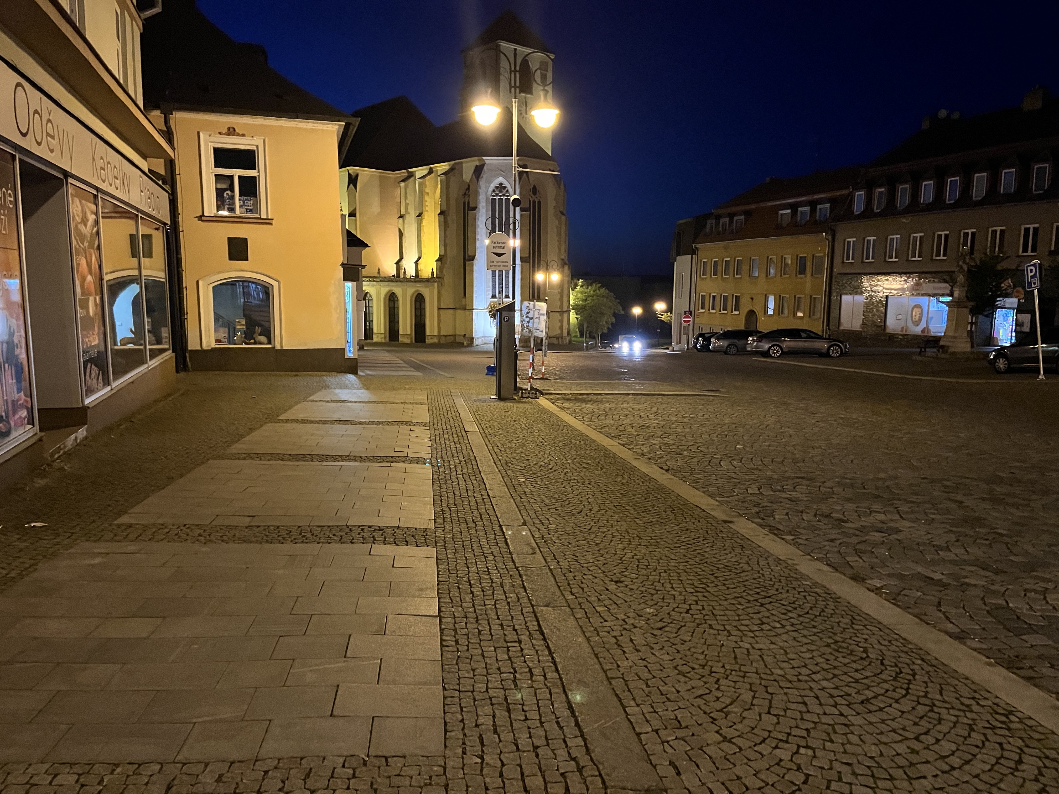 nighttime town square