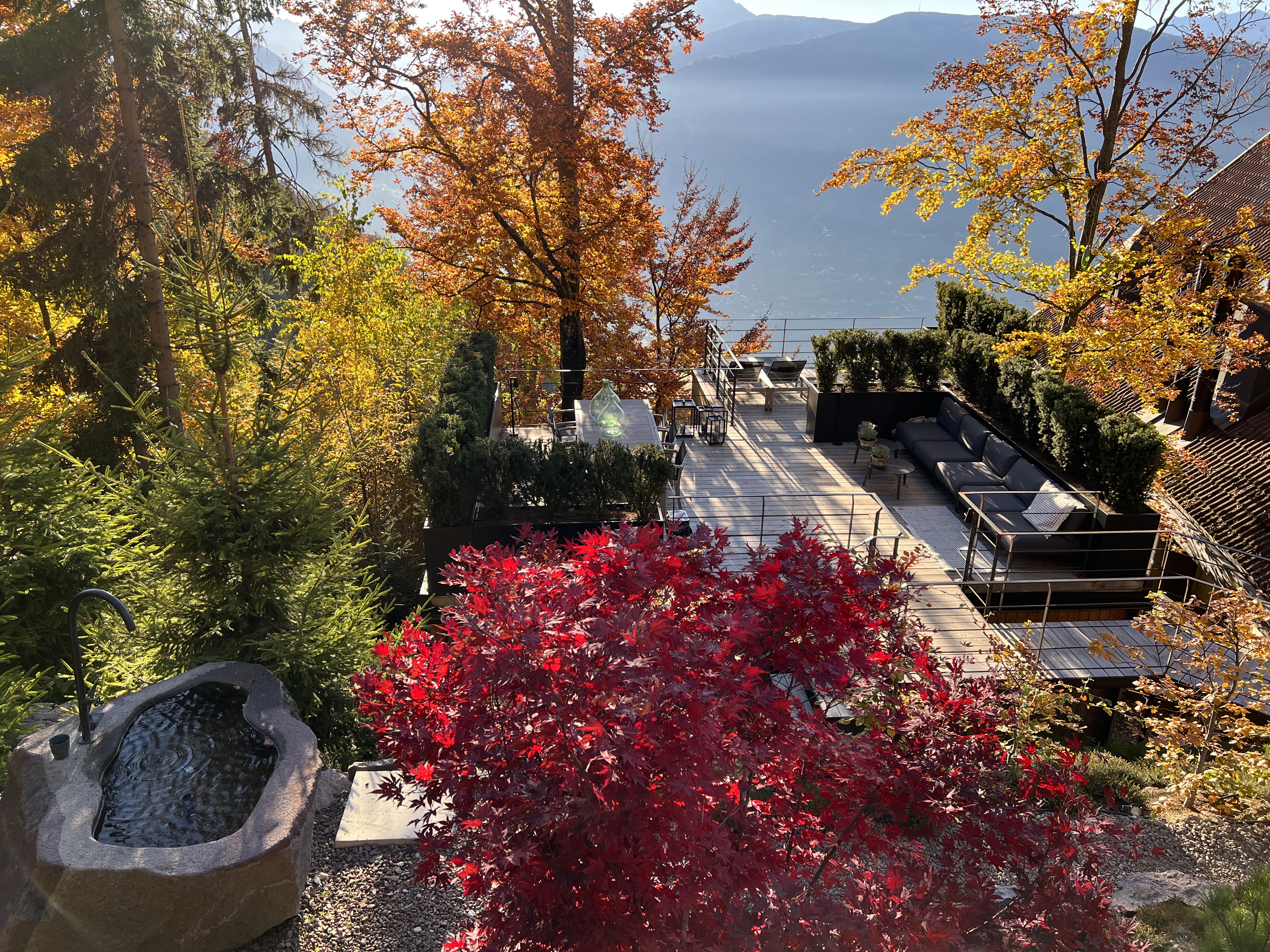 autumn terrace mountain view