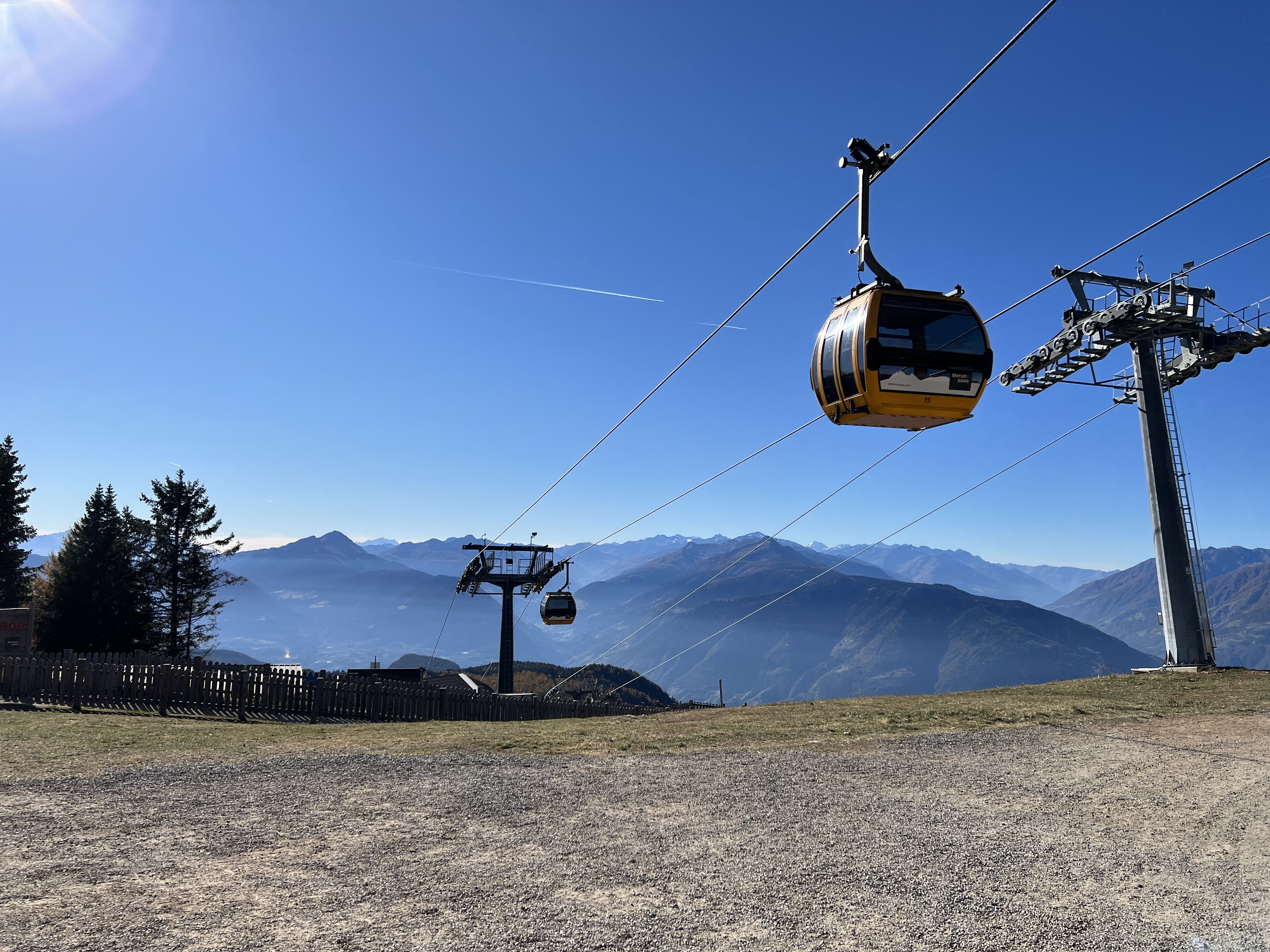 cable cars over mountains