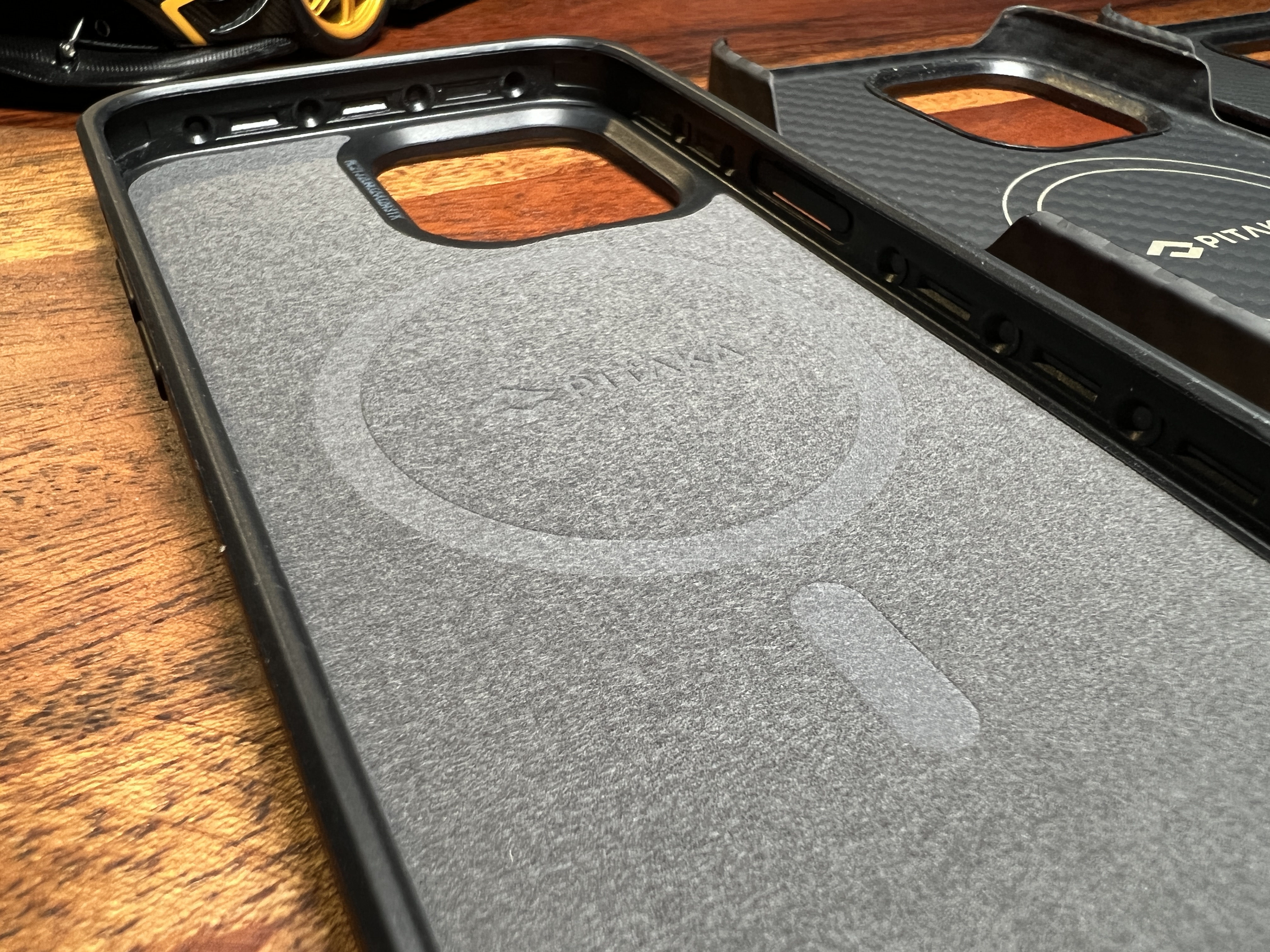 close up of phone case interior