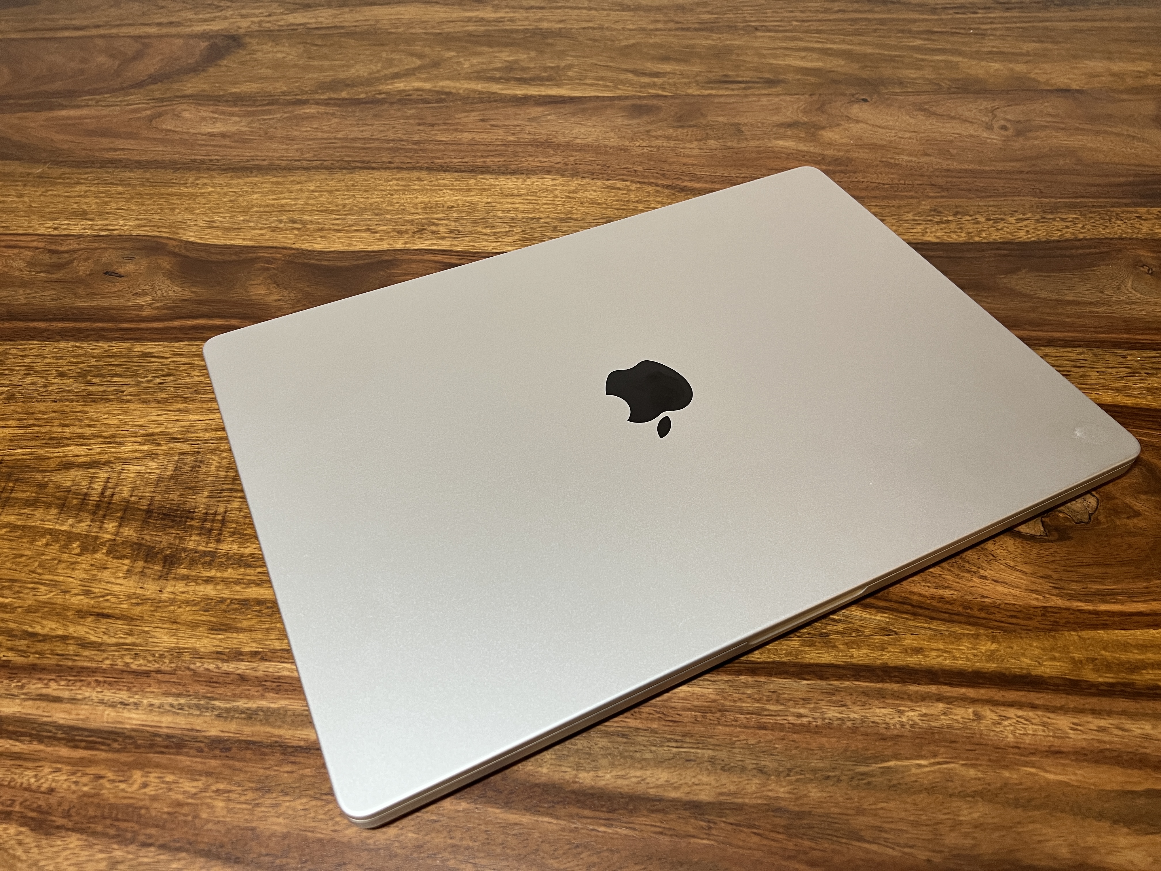 closed laptop top view