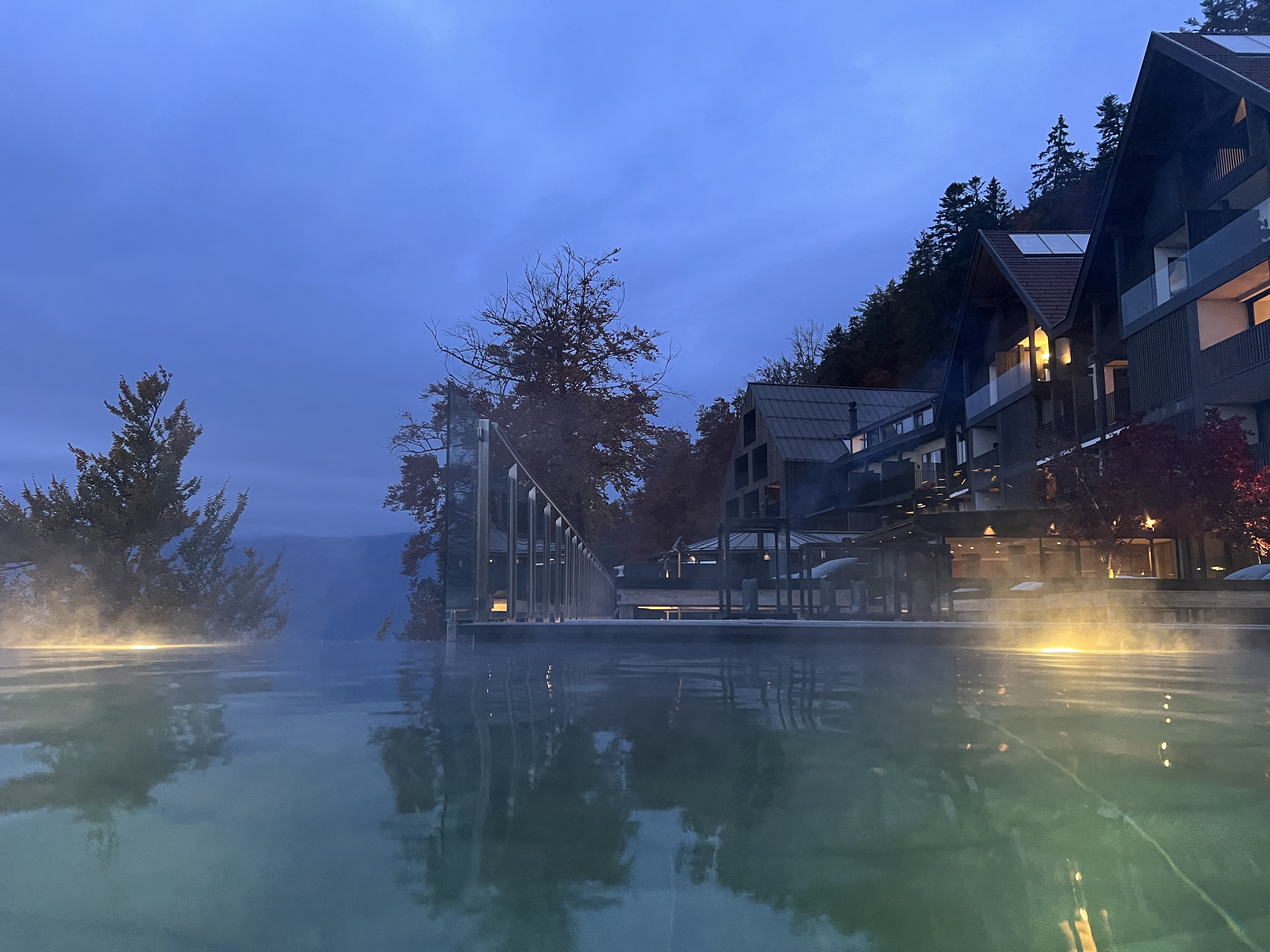 evening poolside view