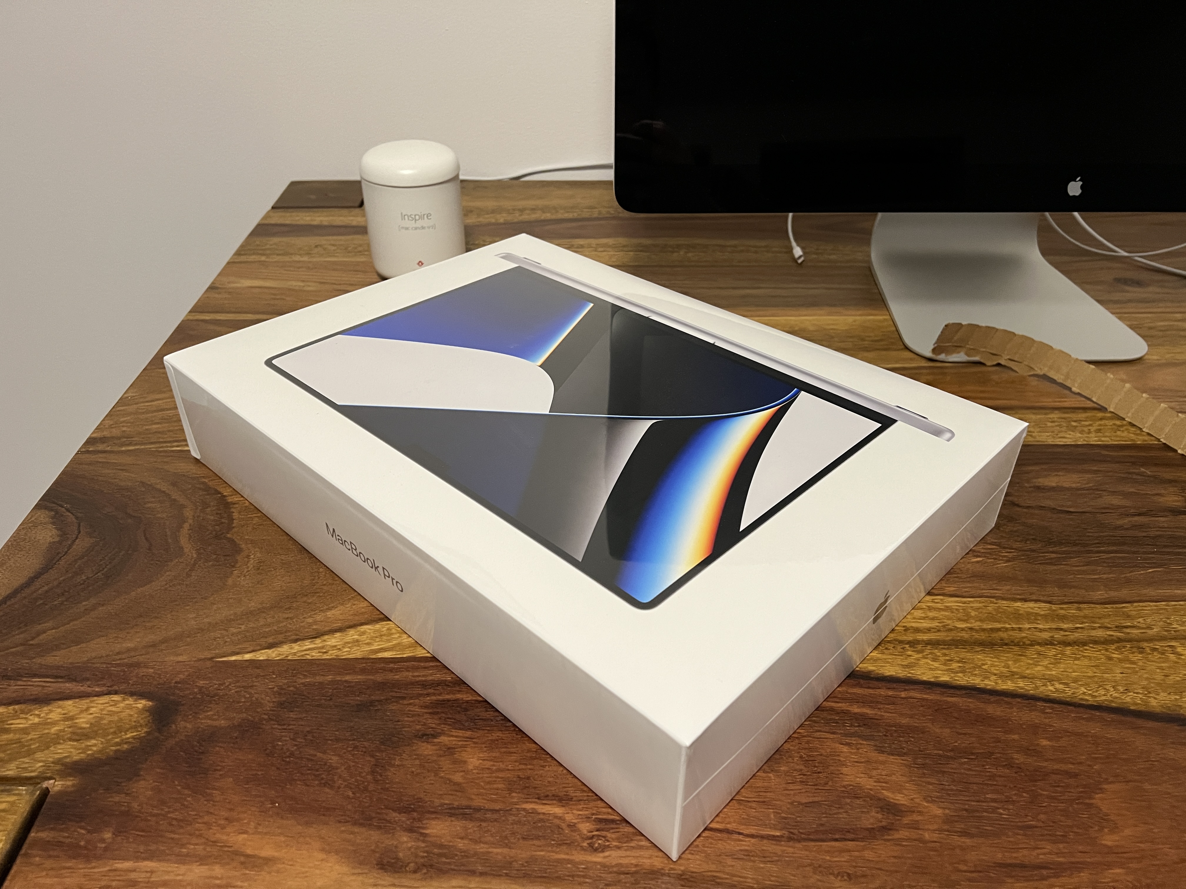 macbook pro box on desk
