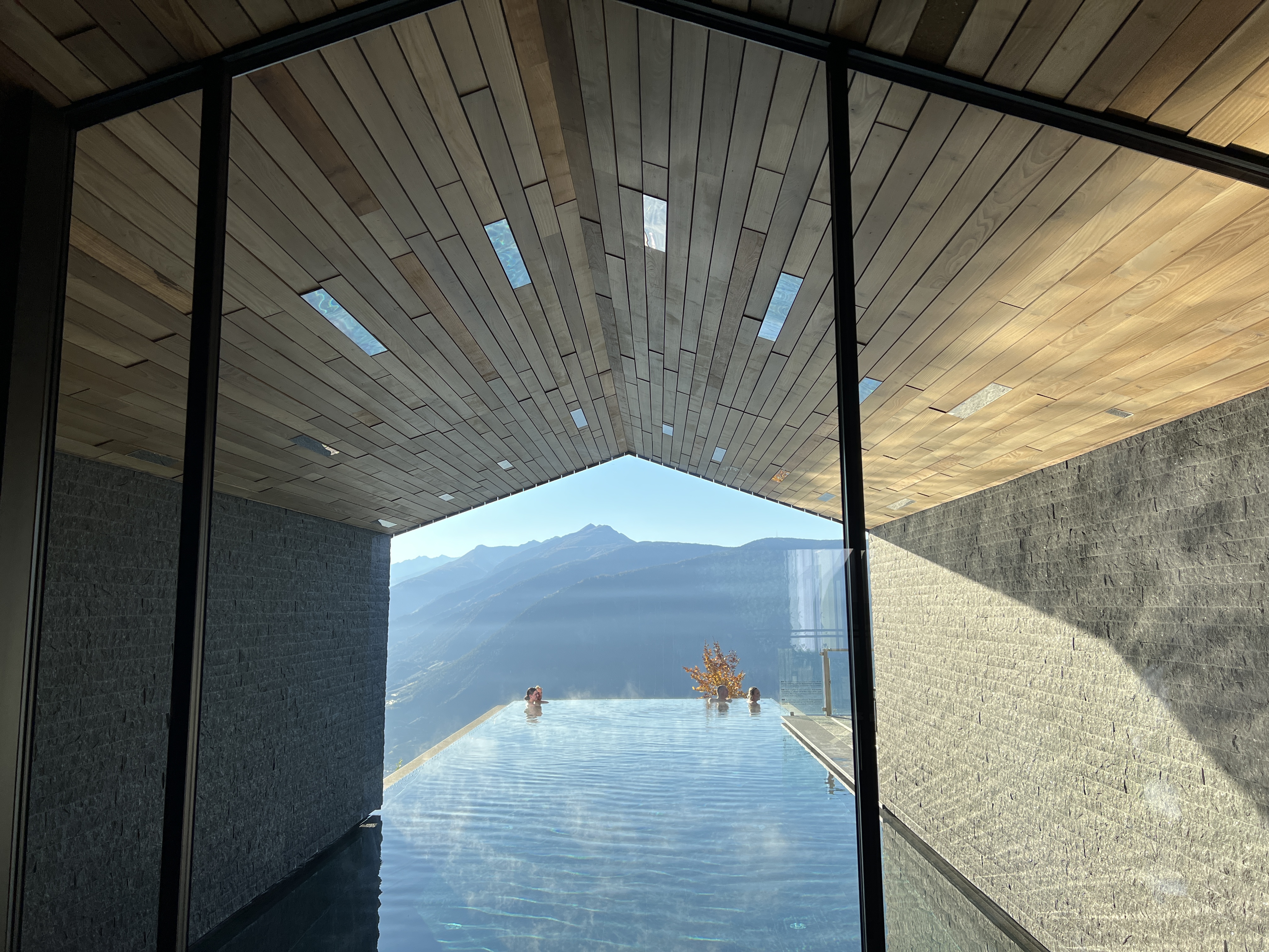 modern building with mountain view