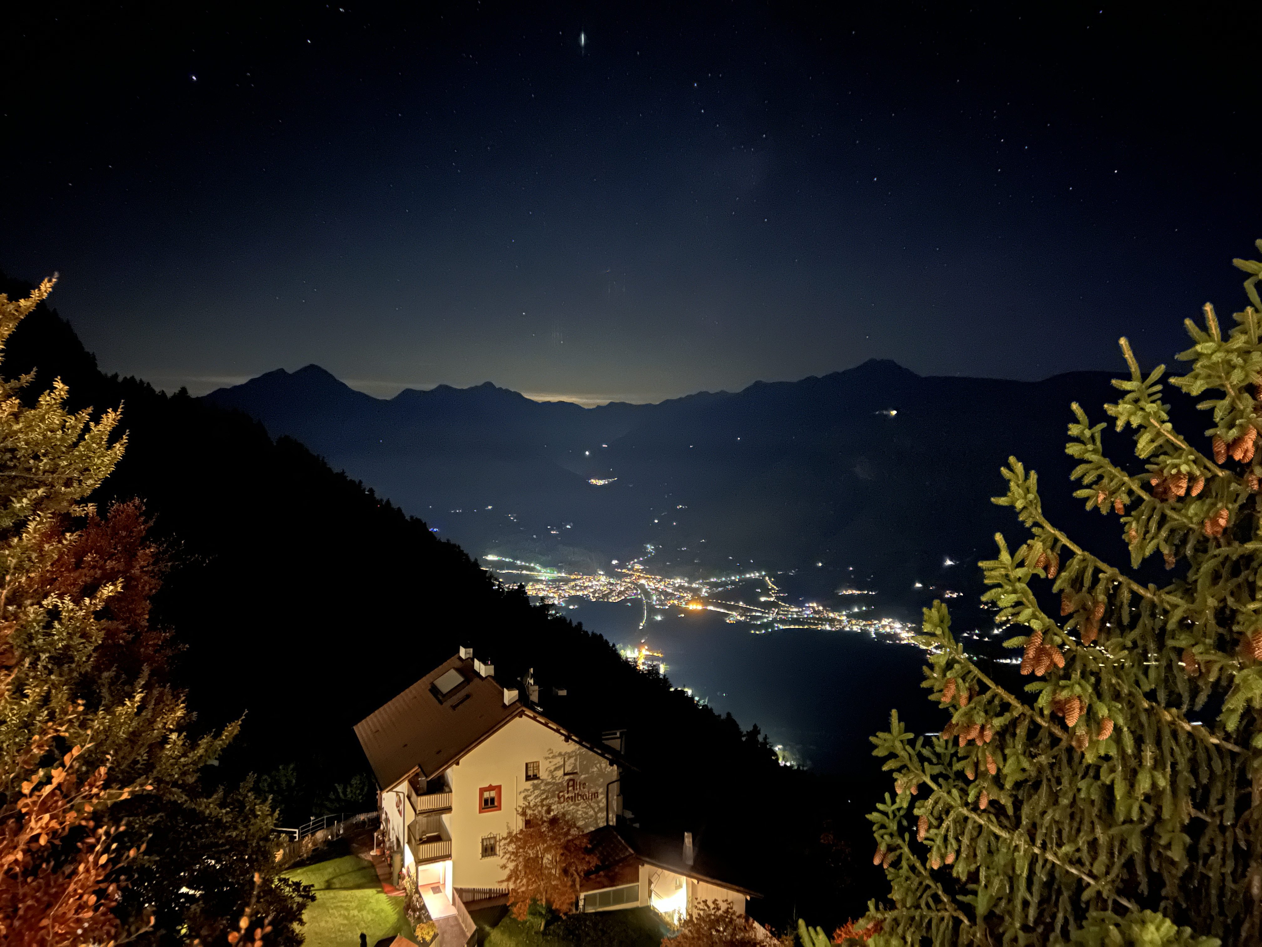 night mountain village view