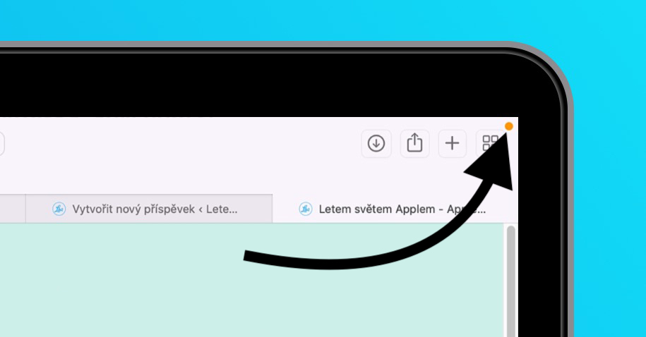 oranžová dioda mikrofon soukromí mac