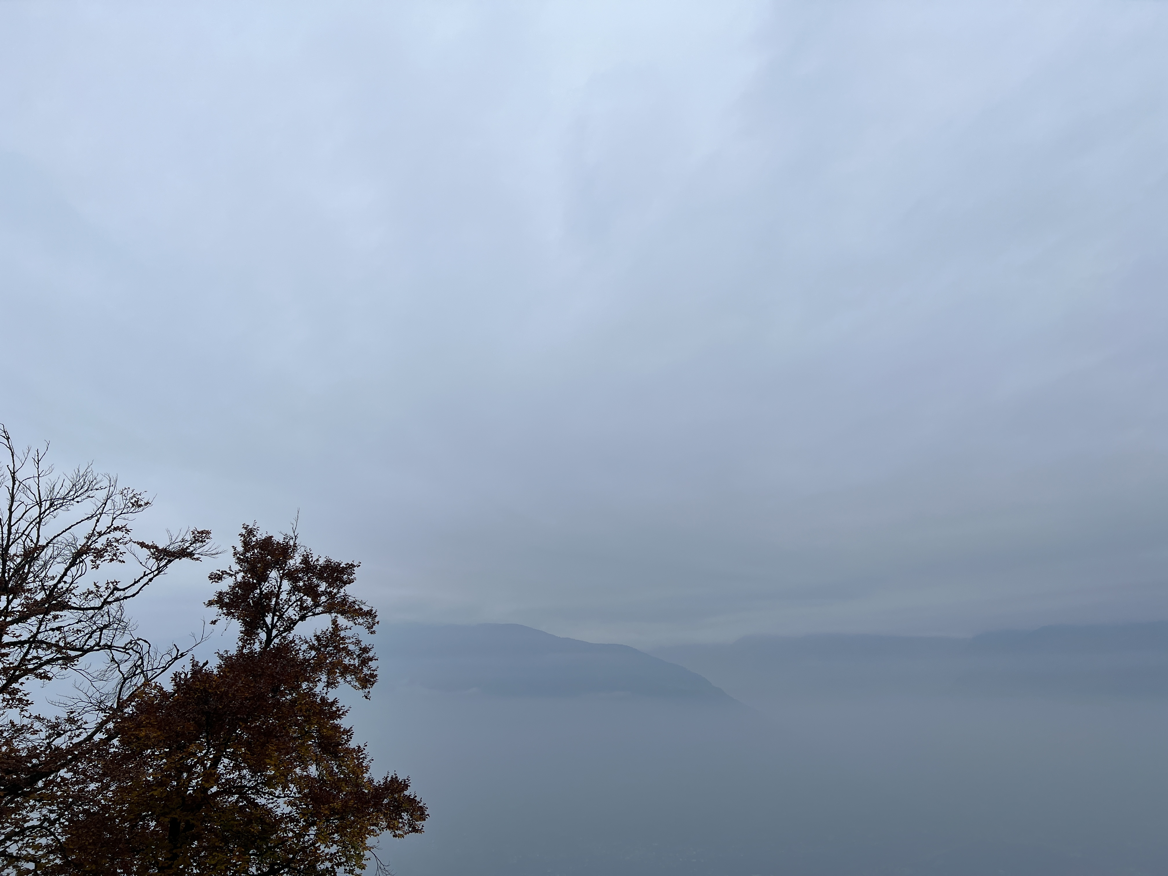 overcast sky with mountain view