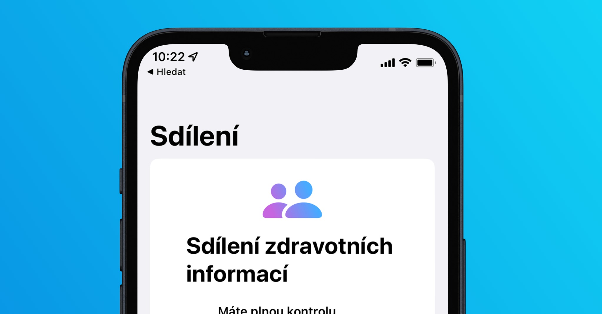 sdílení zdravotních informací ios 15