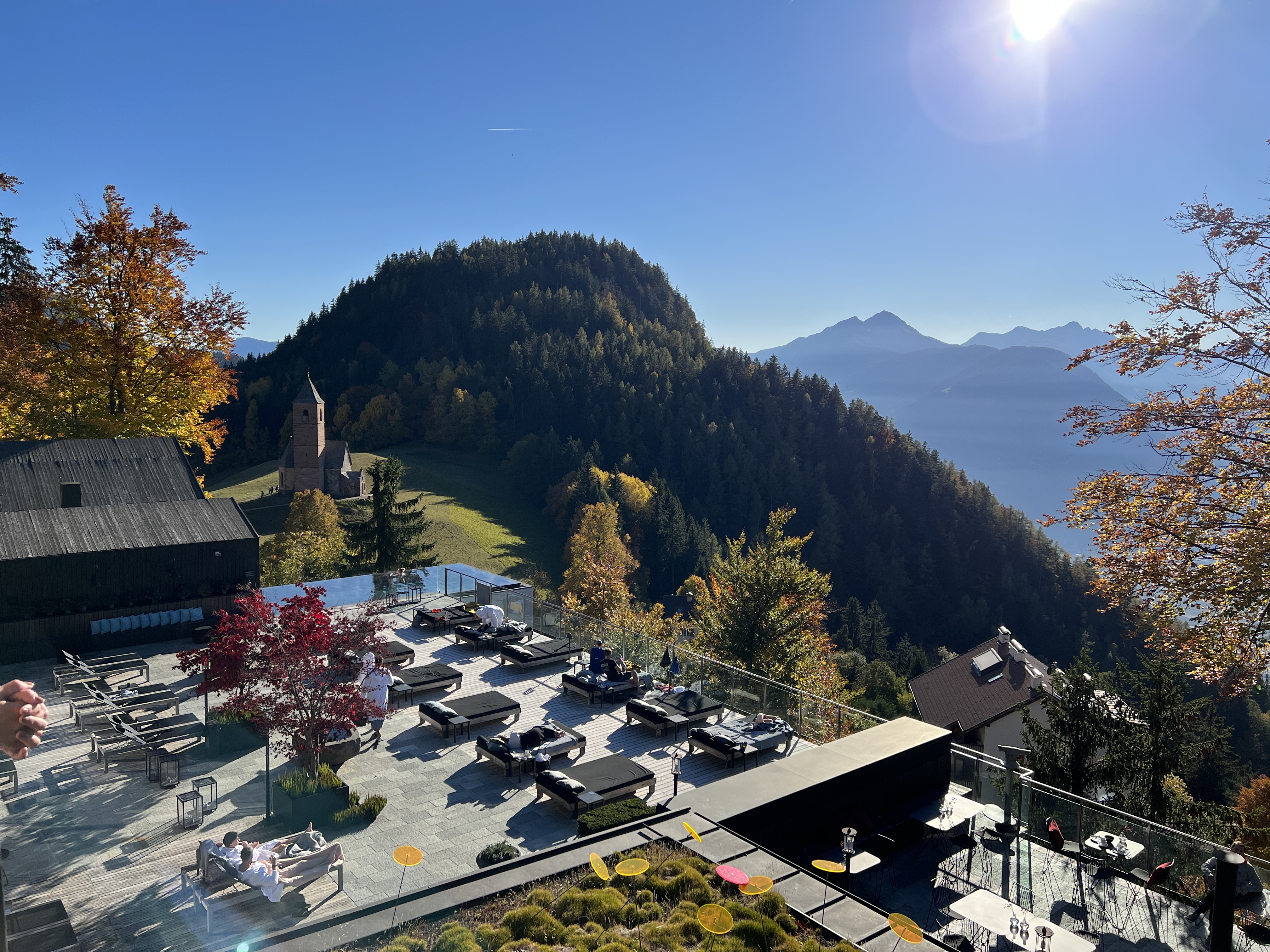 terrace with mountain view