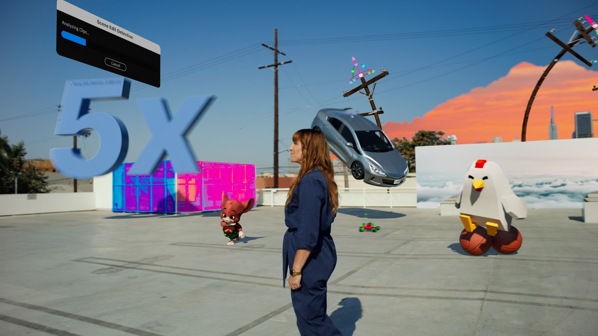 augmented reality objects on rooftop