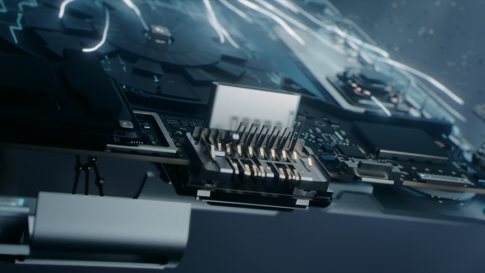 close up motherboard connector detail