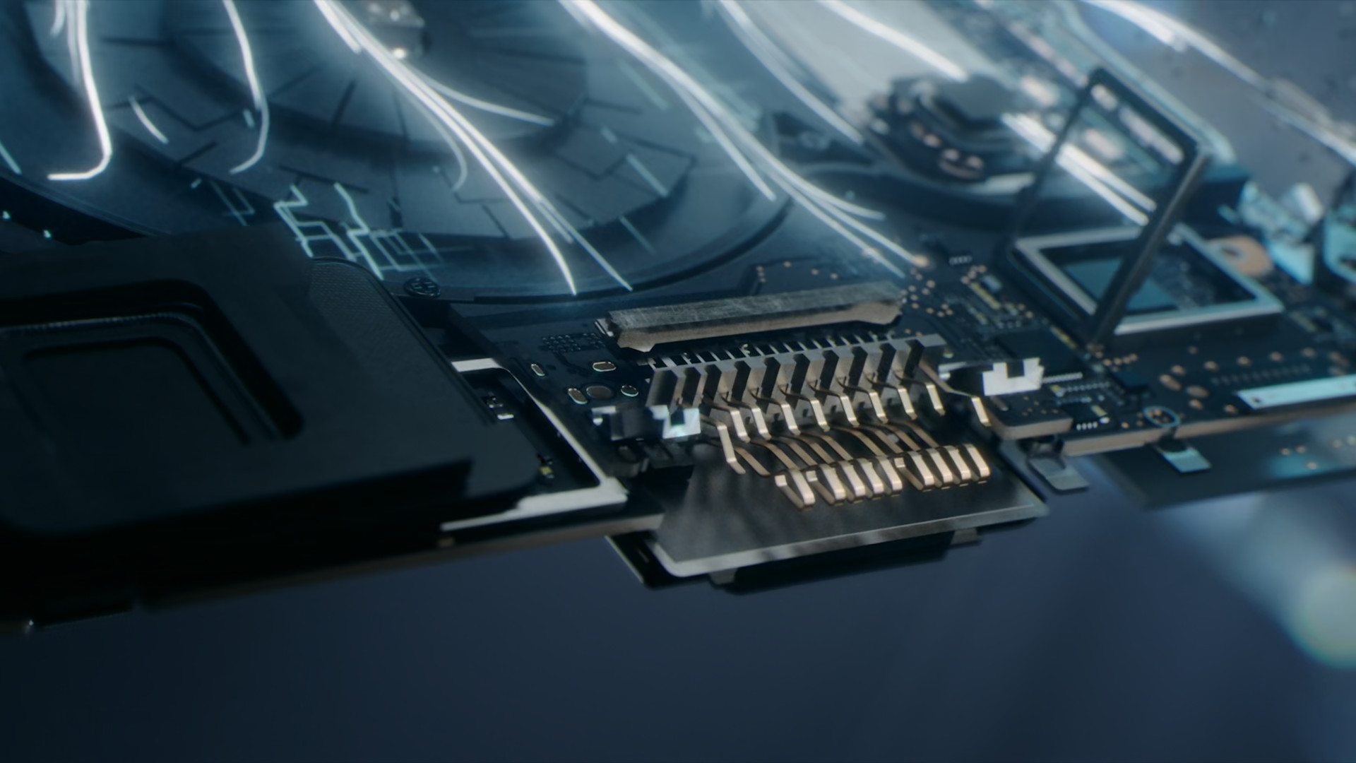 close up motherboard connector