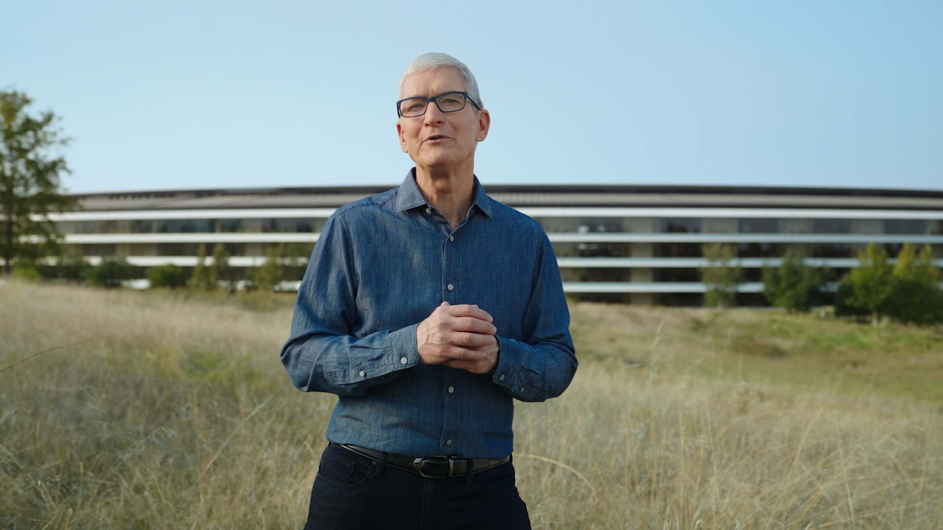 person standing in front of apple park