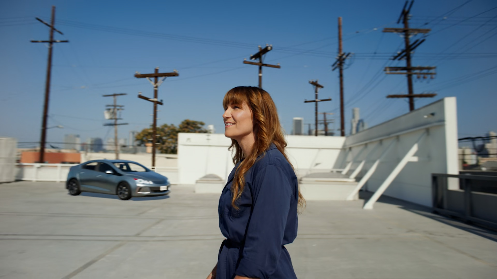 person walking on rooftop