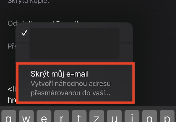 skryt muj email aplikace mail ios15 2