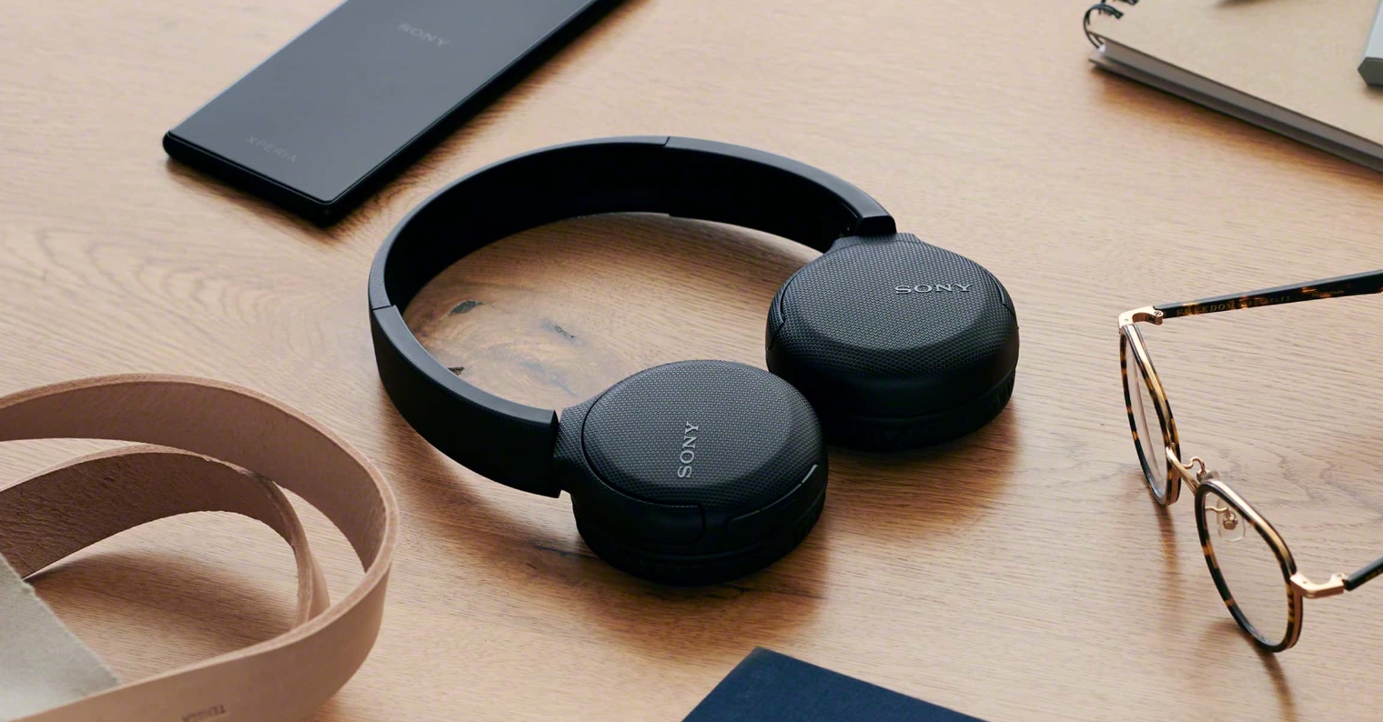 sony headphones on desk
