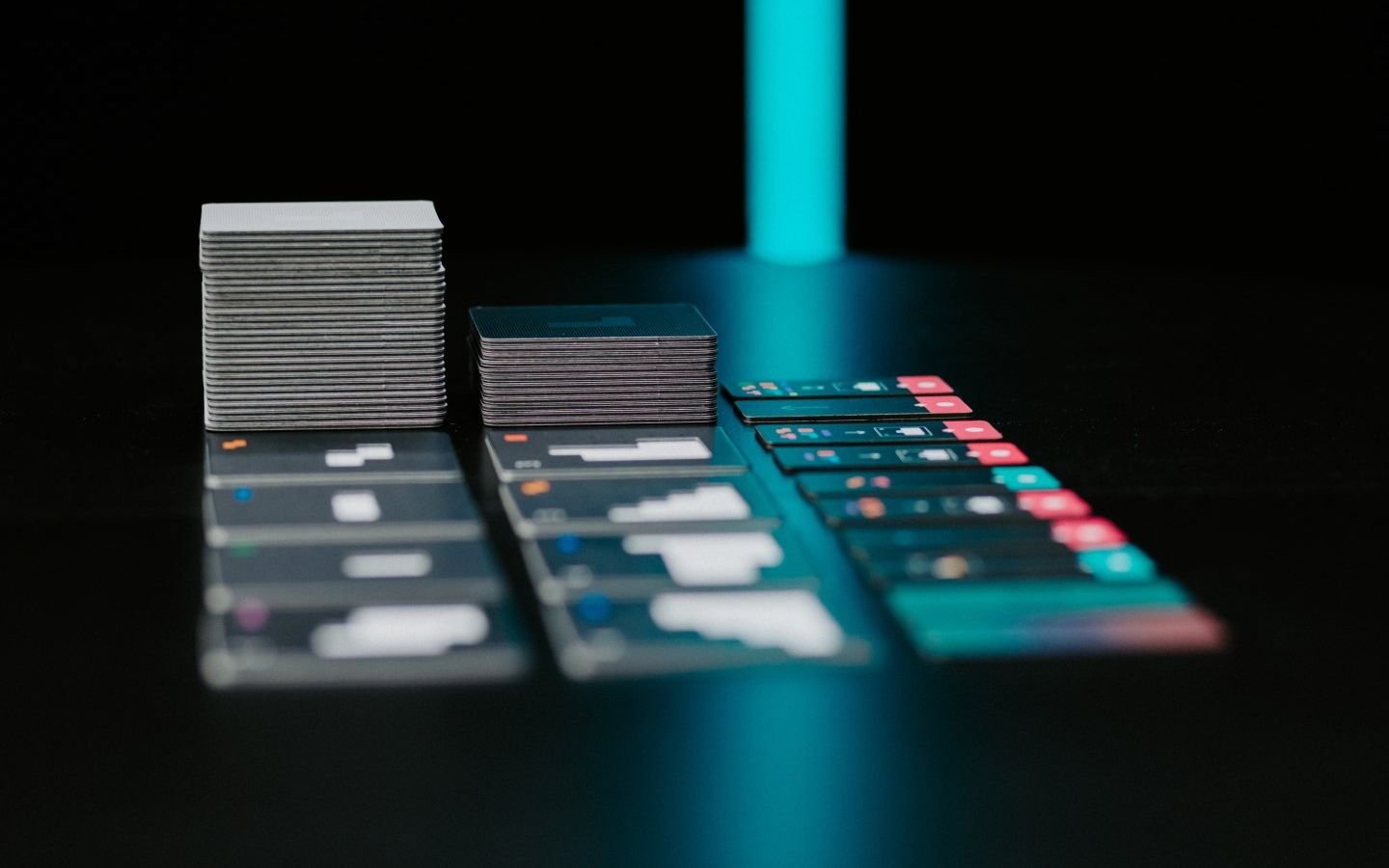 stacked cards on table