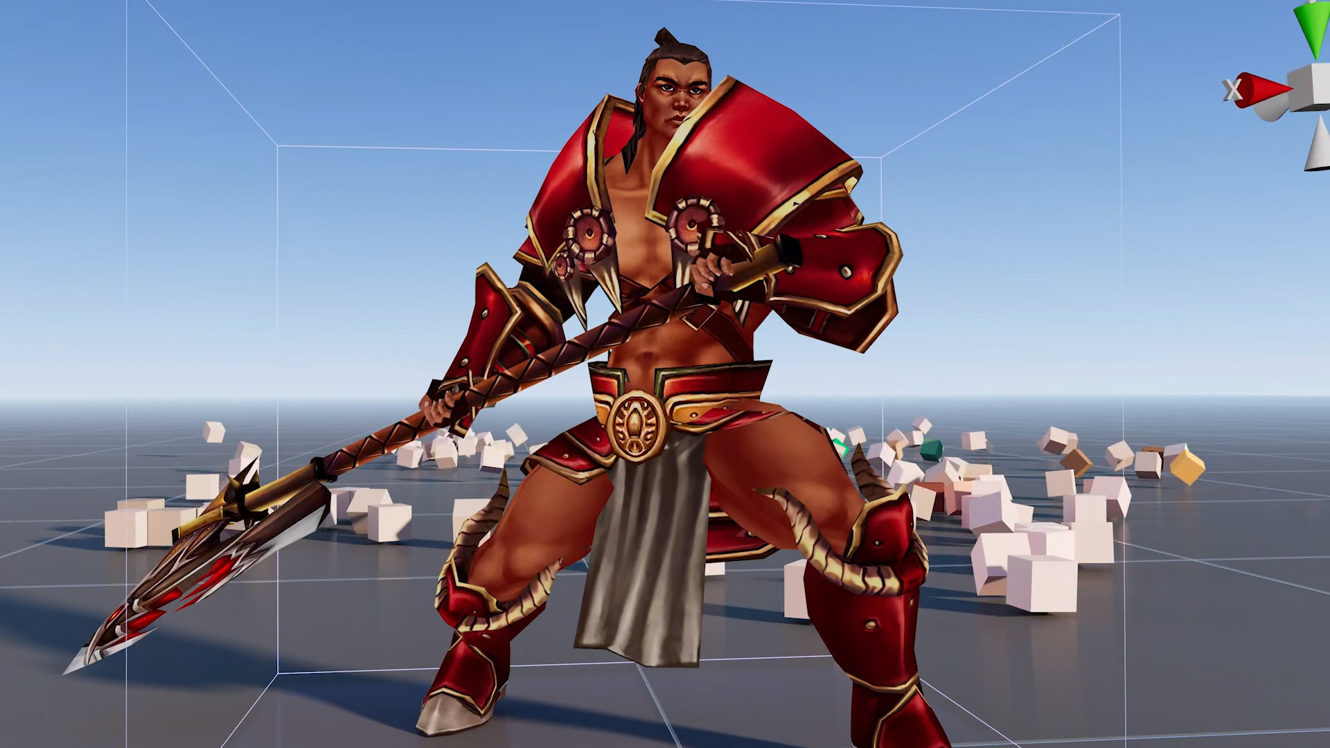 warrior character red armor