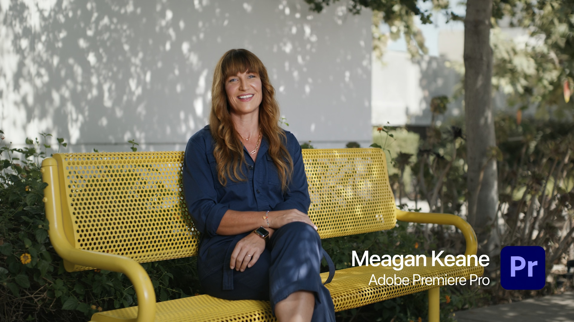 woman sitting yellow bench