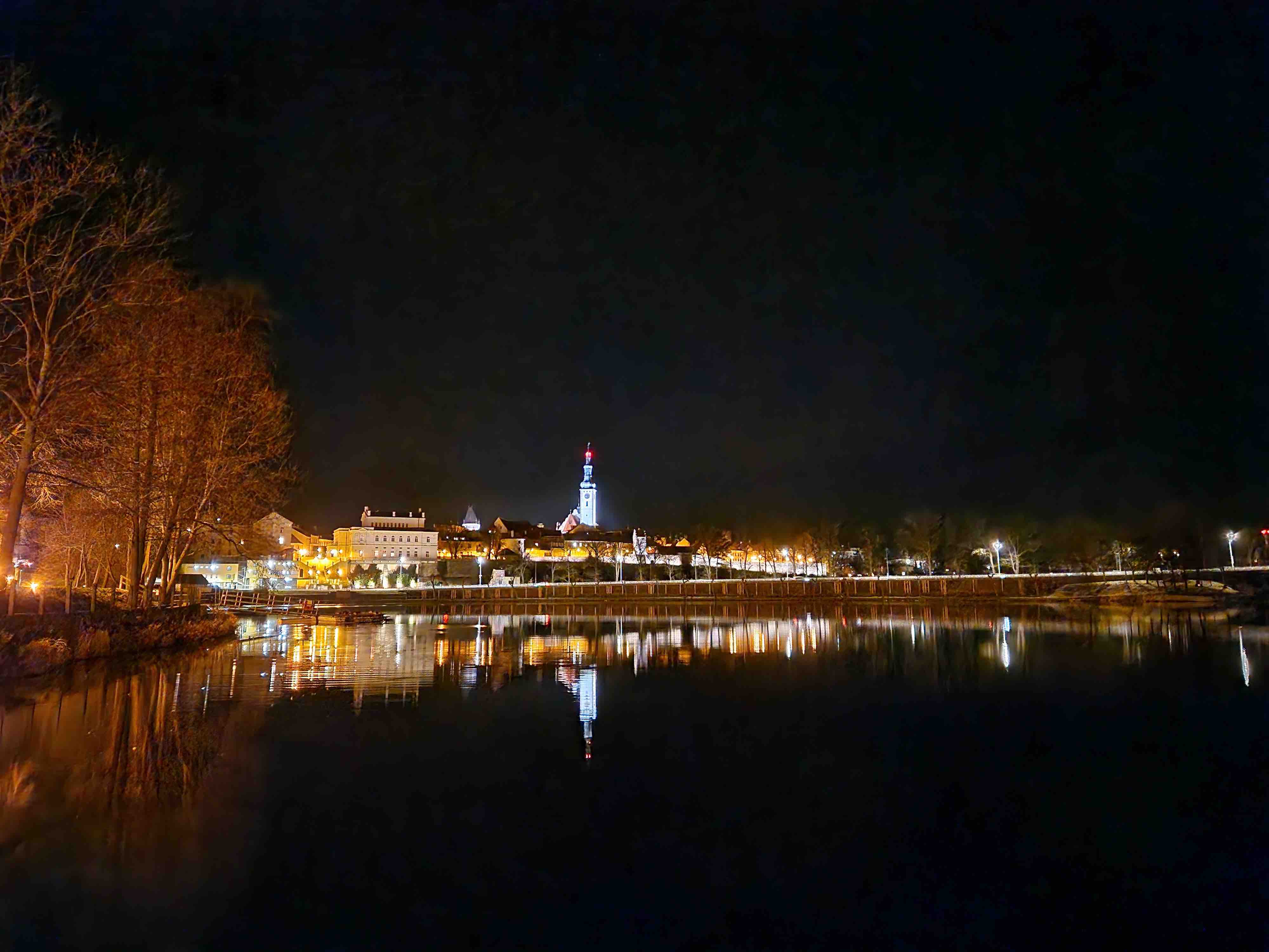 cityscape reflection at night