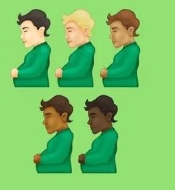 diverse people holding stomach