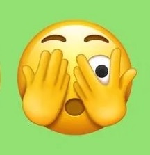 emoji face peeking through hands