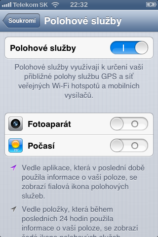 location services settings screen