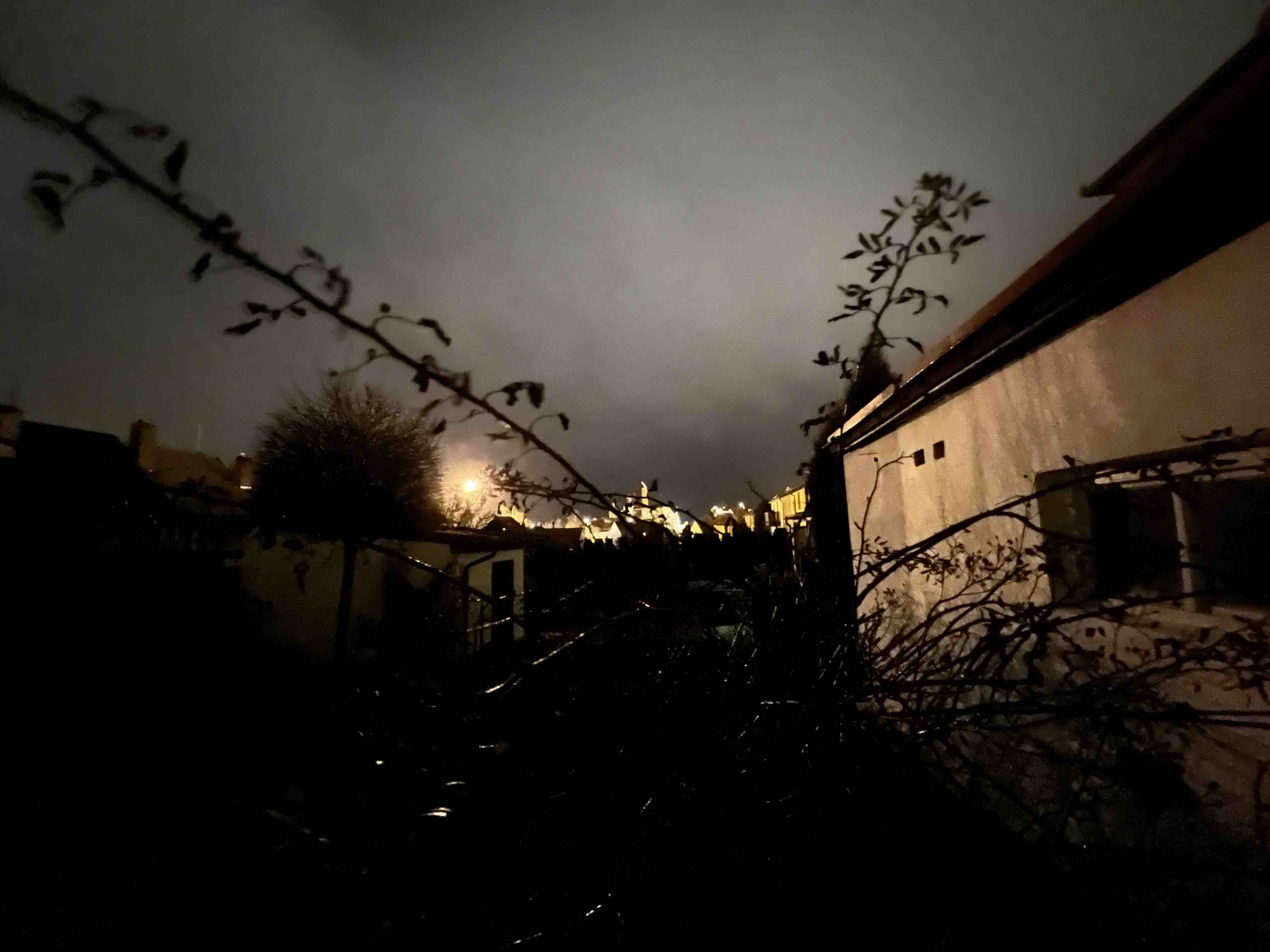 nighttime cityscape dark sky