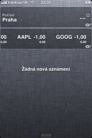 notification center weather stocks