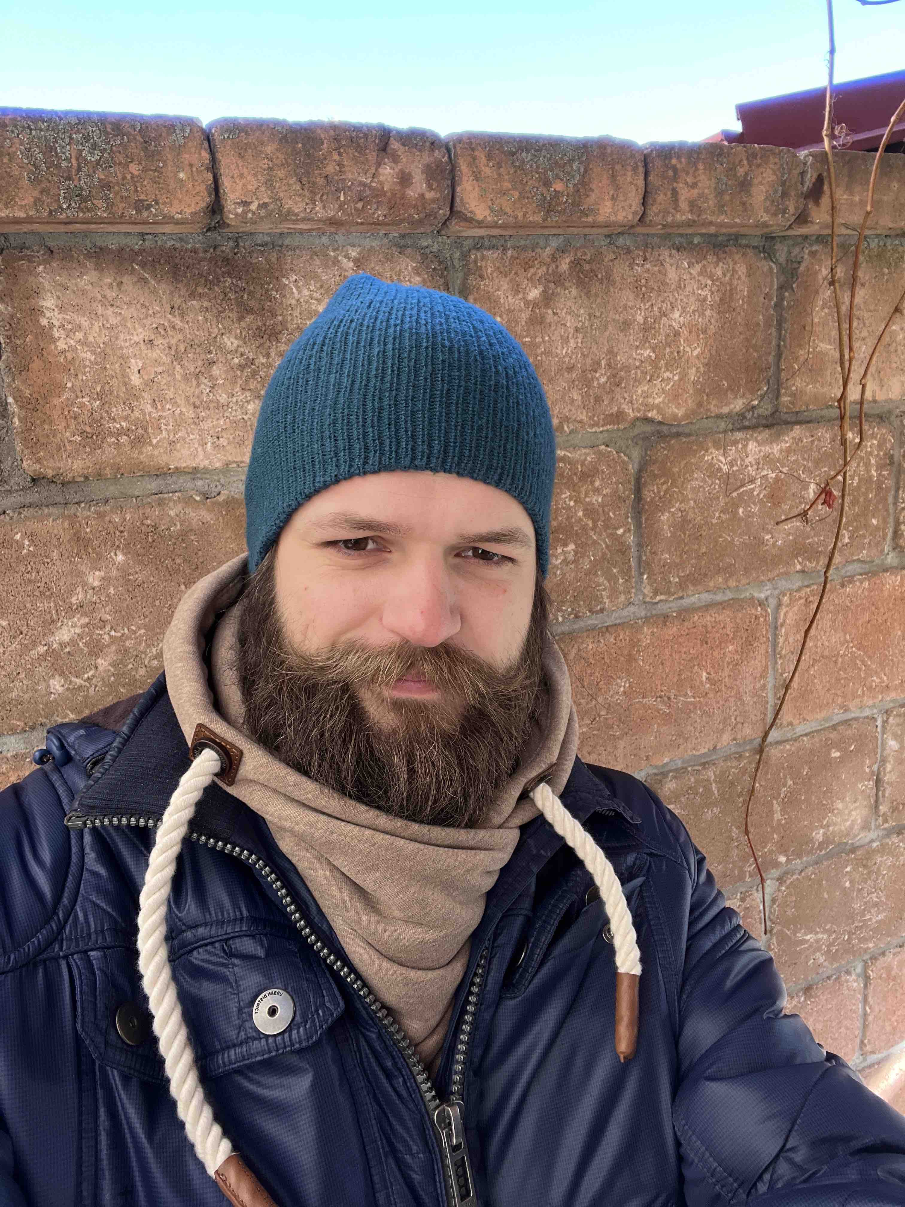 person in blue jacket