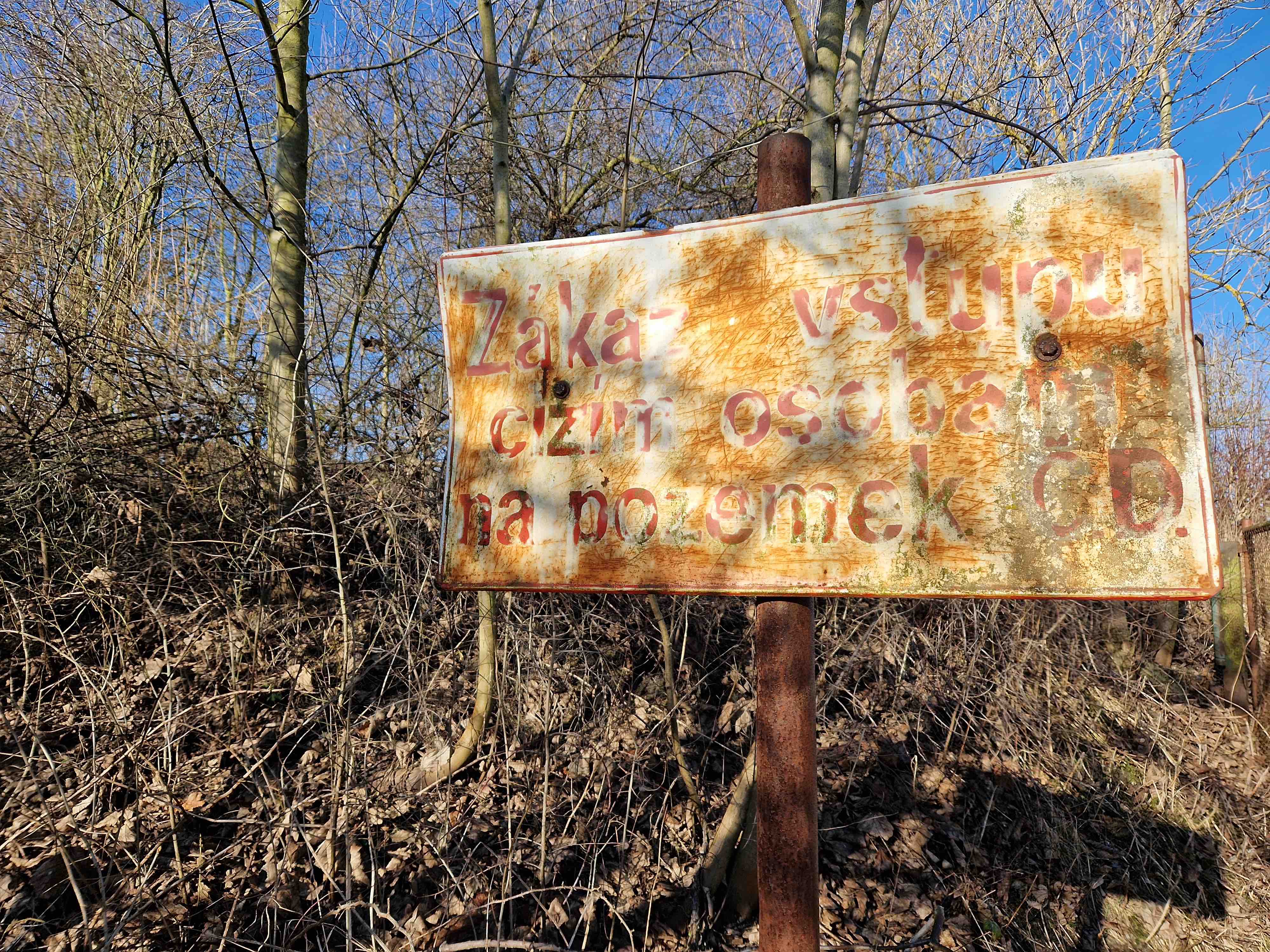 rusty sign forest