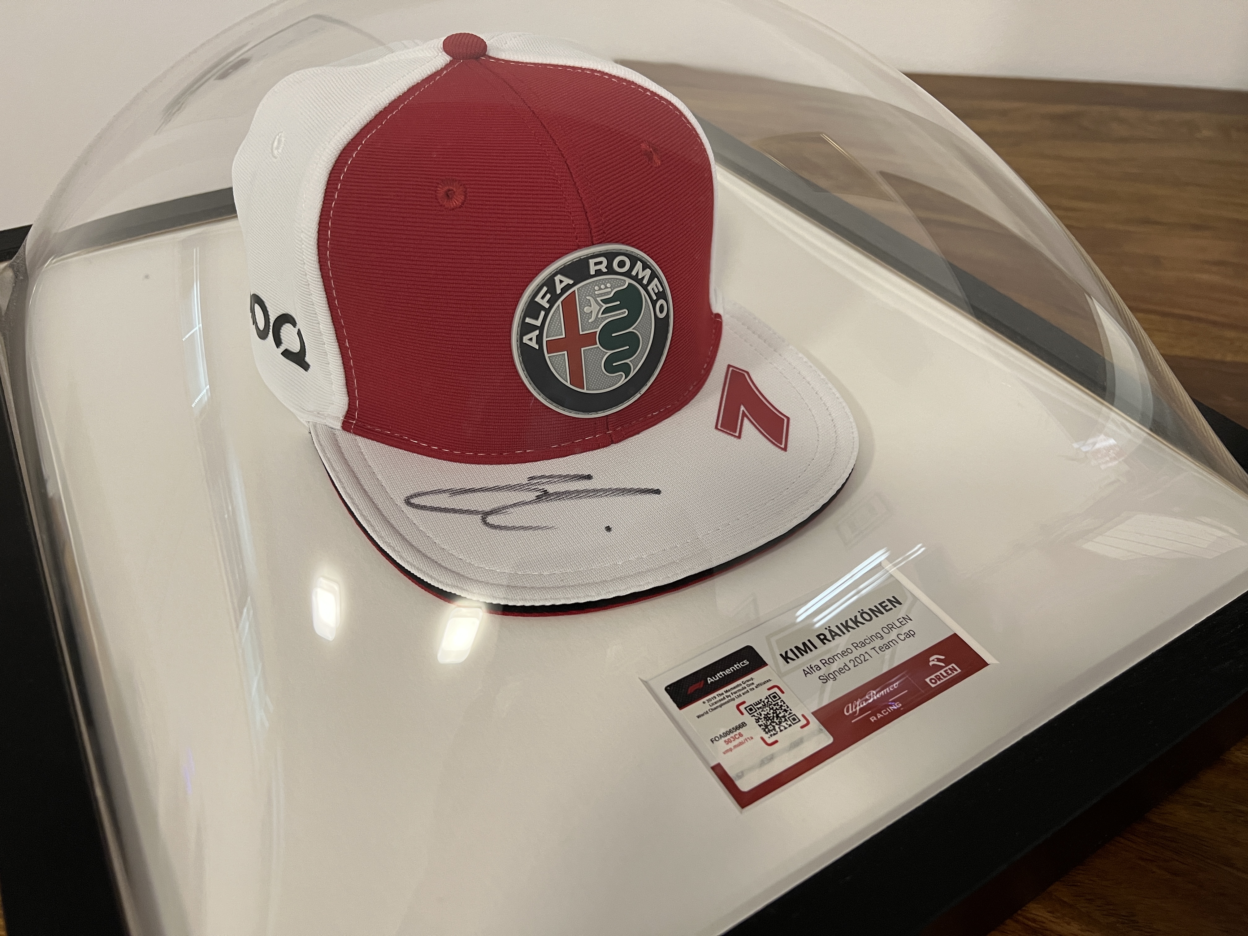 signed baseball cap display
