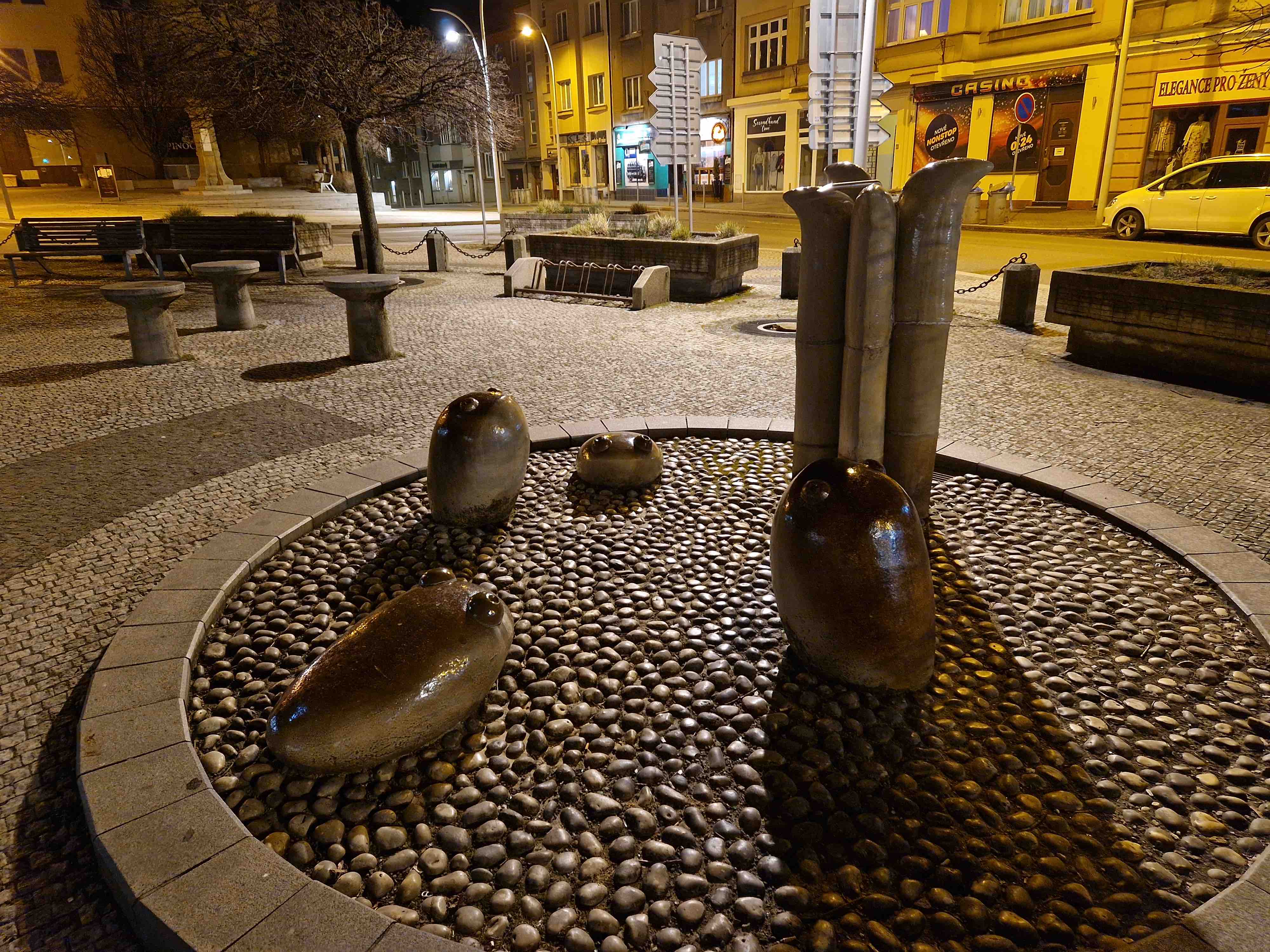 stone sculpture in town square