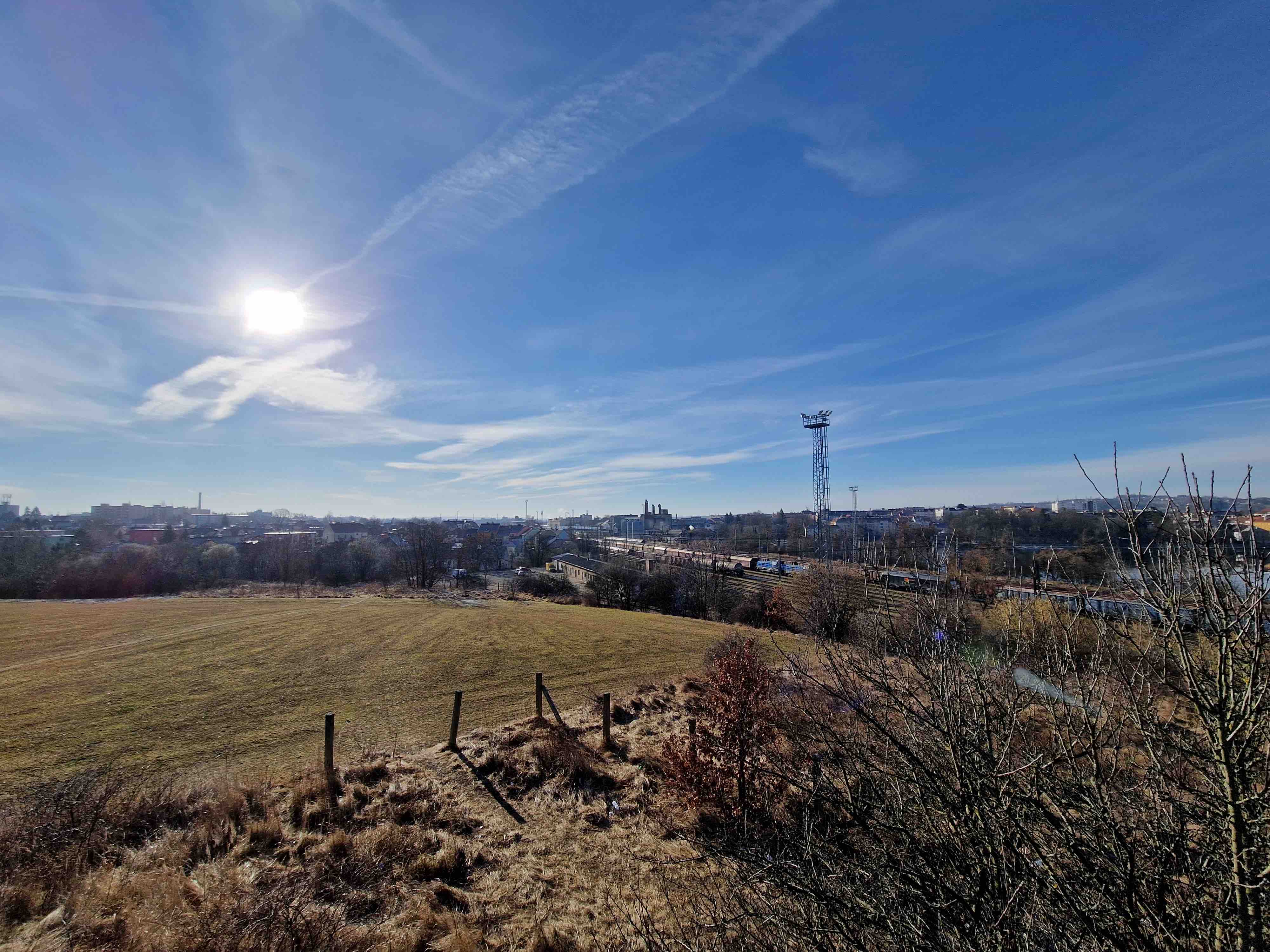 sunny field urban background