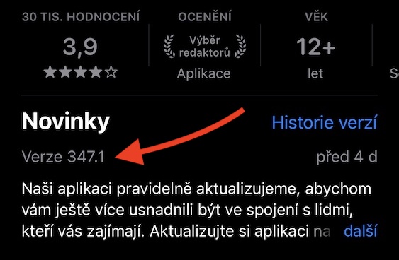 app store verze aplikace