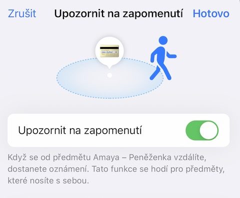 AirTag upozornit na zapomenuti